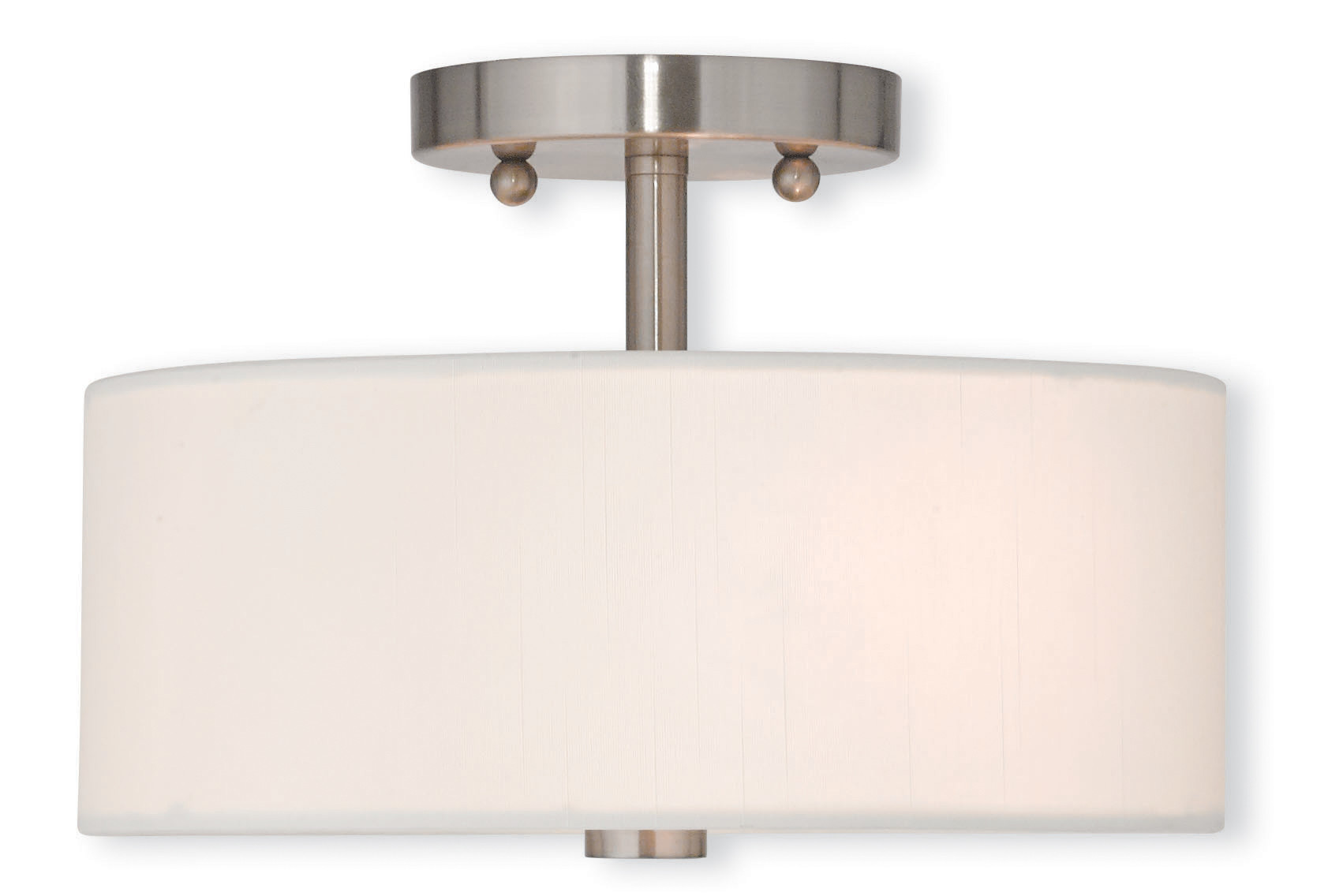 Photos - Chandelier / Lamp Meridian Livex Lighting 51052  2 Light 11" Wide Semi-Flush Drum Ceiling Fixture Brushed Nickel Indoor Lighting Ceiling Fixtur 