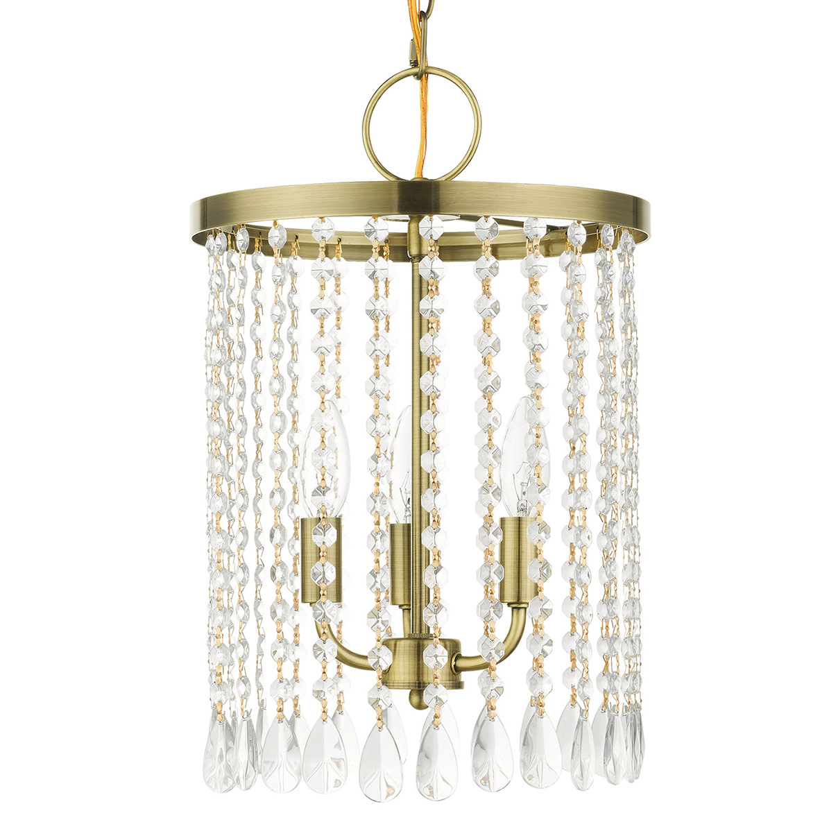 Photos - Chandelier / Lamp Livex Lighting 51060 Elizabeth 3 Light 11" Wide Crystal Pendant Antique Brass Indoor Lighting Pendants 51060-01