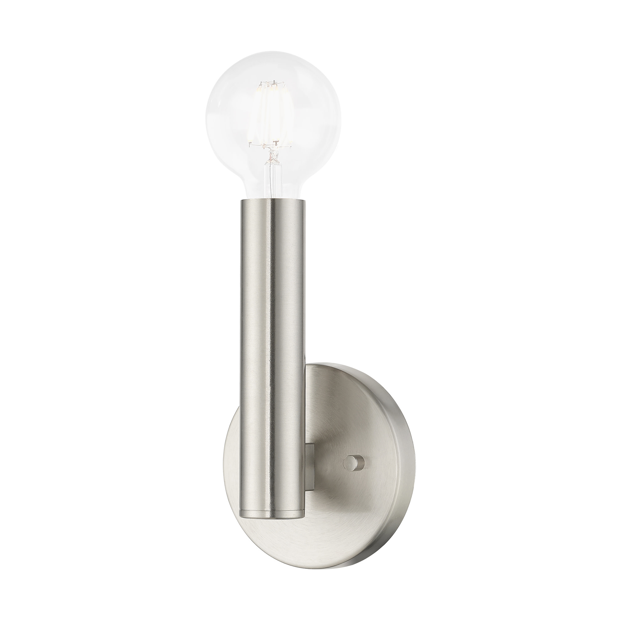 Photos - Chandelier / Lamp NICKEL Livex Lighting 51131 Copenhagen 9" Tall Wall Sconce Brushed  Indoor Lighting Wall Sconces 51131-91 