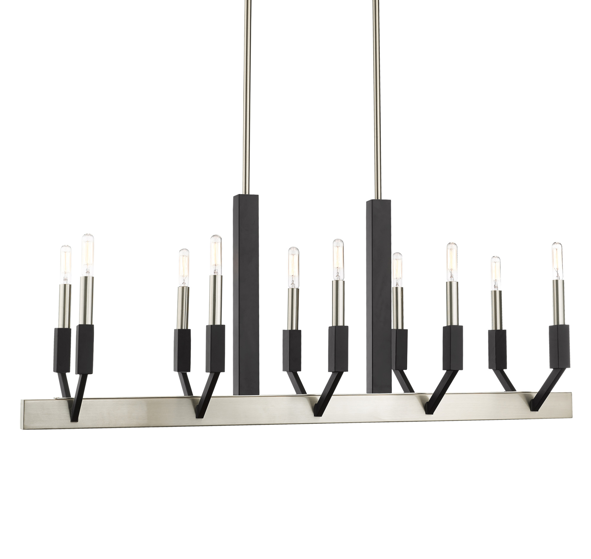 Photos - Chandelier / Lamp Livex Lighting 51168 Beckett 10 Light 40" Wide Taper Candle Chandelier Brushed Nickel / Black Indoor Lighting Chandeliers 51