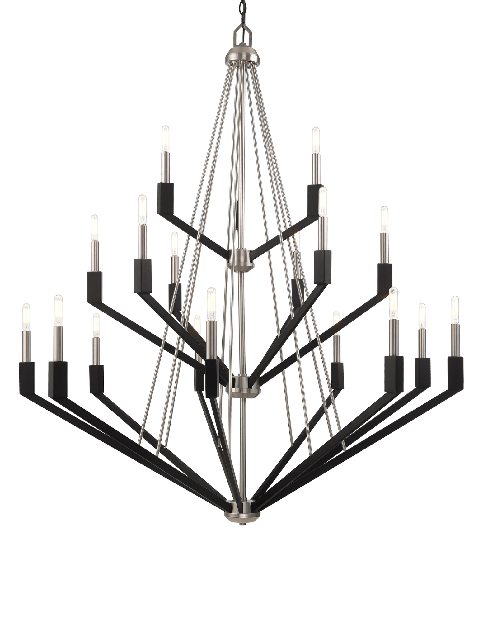 Photos - Chandelier / Lamp Wide Livex Lighting 51169 Beckett 18 Light 44"  Chandelier Brushed Nickel / Black Indoor Lighting Chandeliers 51169-91 