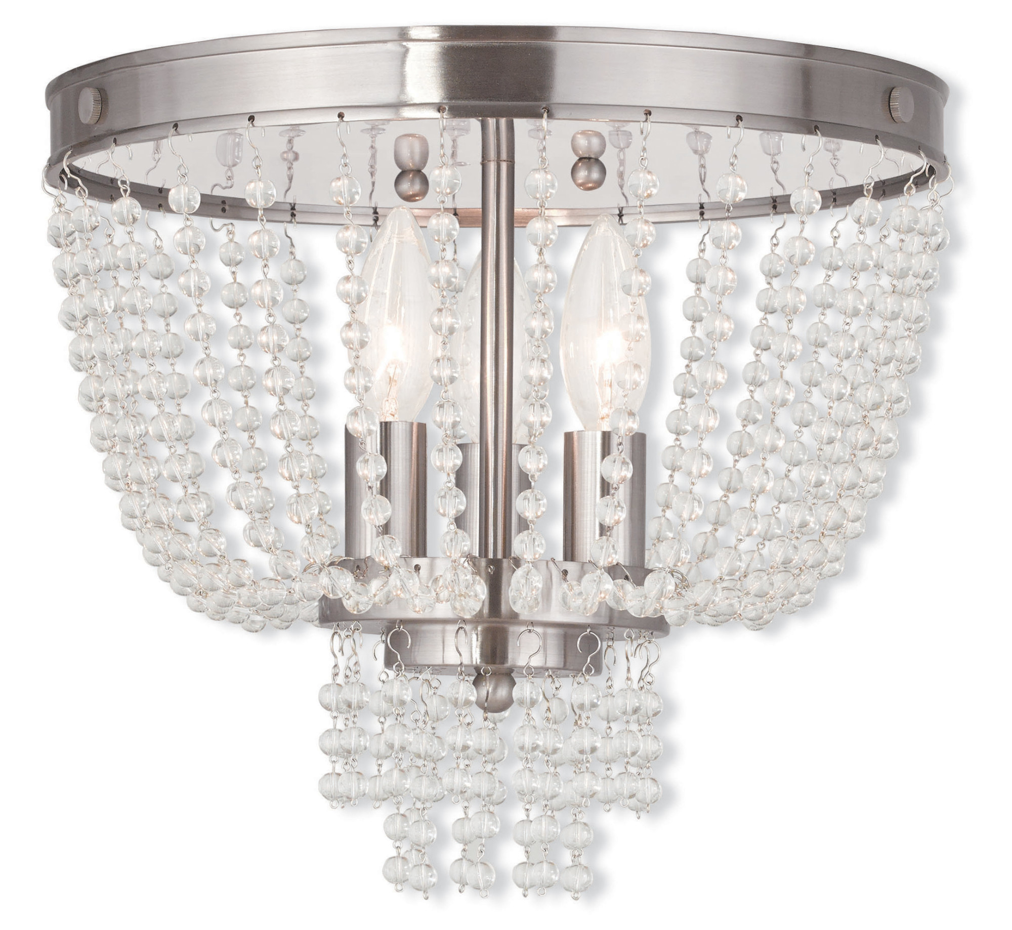 Photos - Chandelier / Lamp NICKEL Livex Lighting 51864 Valentina 3 Light Flush Mount Ceiling Fixture Brushed  Indoor Lighting Ceiling Fixtures Flush Mou 