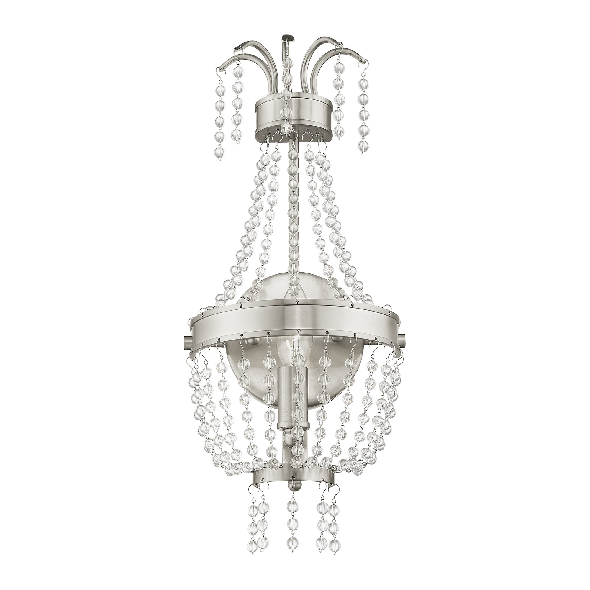 Photos - Chandelier / Lamp Livex Lighting 51872 Valentina 1 Light ADA Wall Sconce Brushed Nickel Indoor Lighting Wall Sconces 51872-91