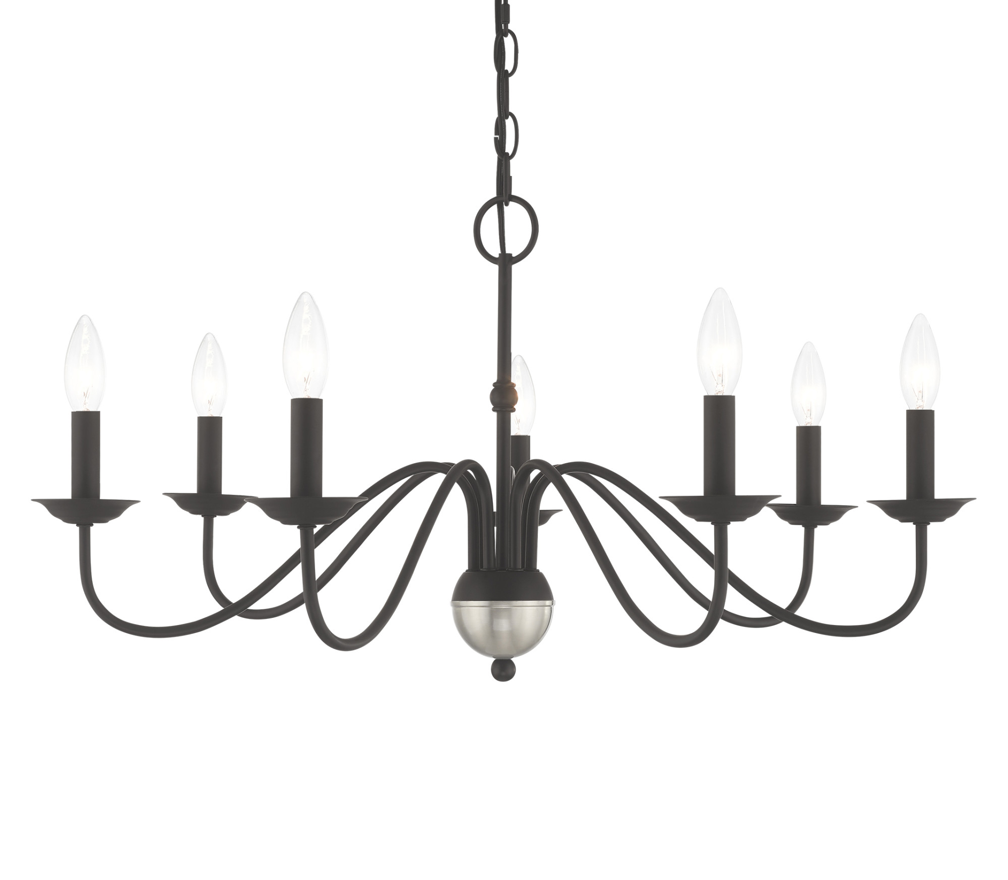 Photos - Chandelier / Lamp Windsor Livex Lighting 52167  7 Light 28" Wide Taper Candle Chandelier Black Indoor Lighting Chandeliers 52167-04 