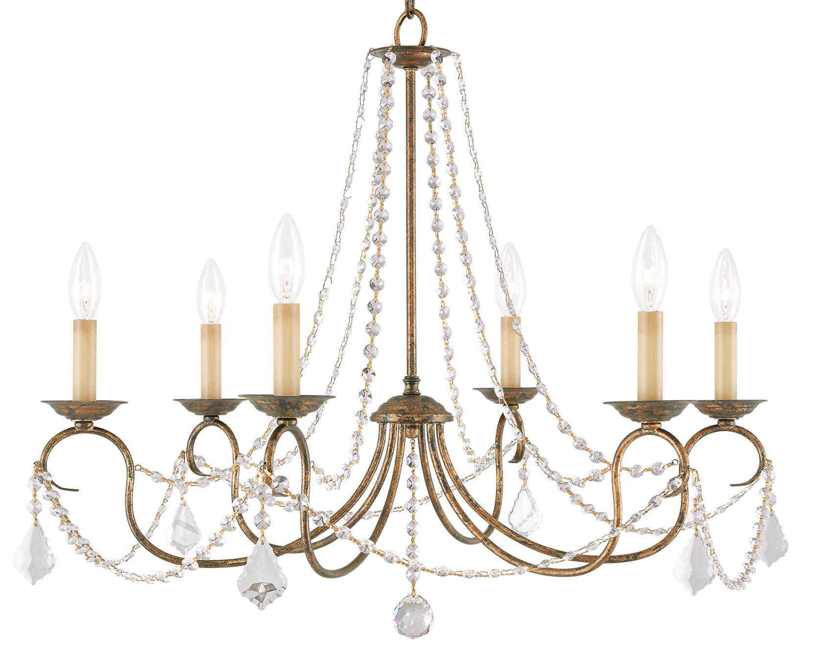 Photos - Chandelier / Lamp Livex Lighting 6516 Pennington 6 Light 1 Tier Chandelier with Crystal Accents Venetian Golden Bronze Indoor Lighting Chandel