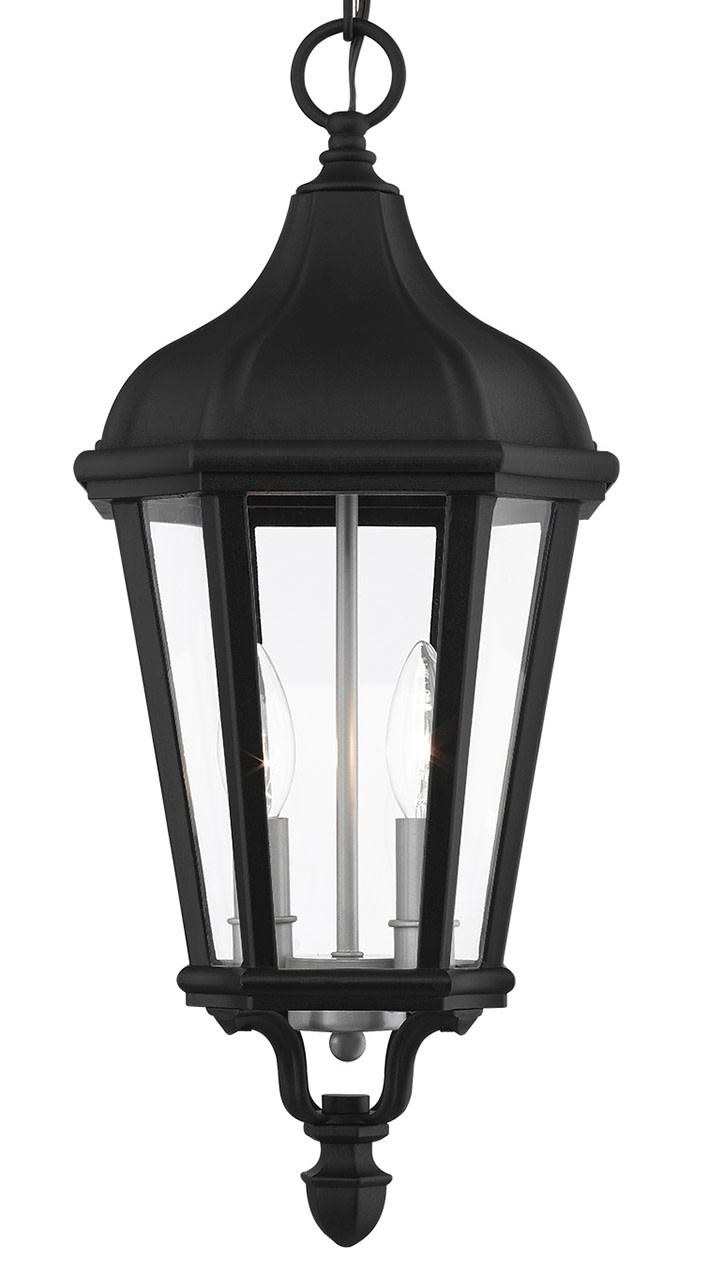 Photos - Chandelier / Lamp Morgan Livex Lighting 76189  2 Light 9" Wide Pendant with Glass Panel Shades Textured Black Indoor Lighting Pendants 76189-14 