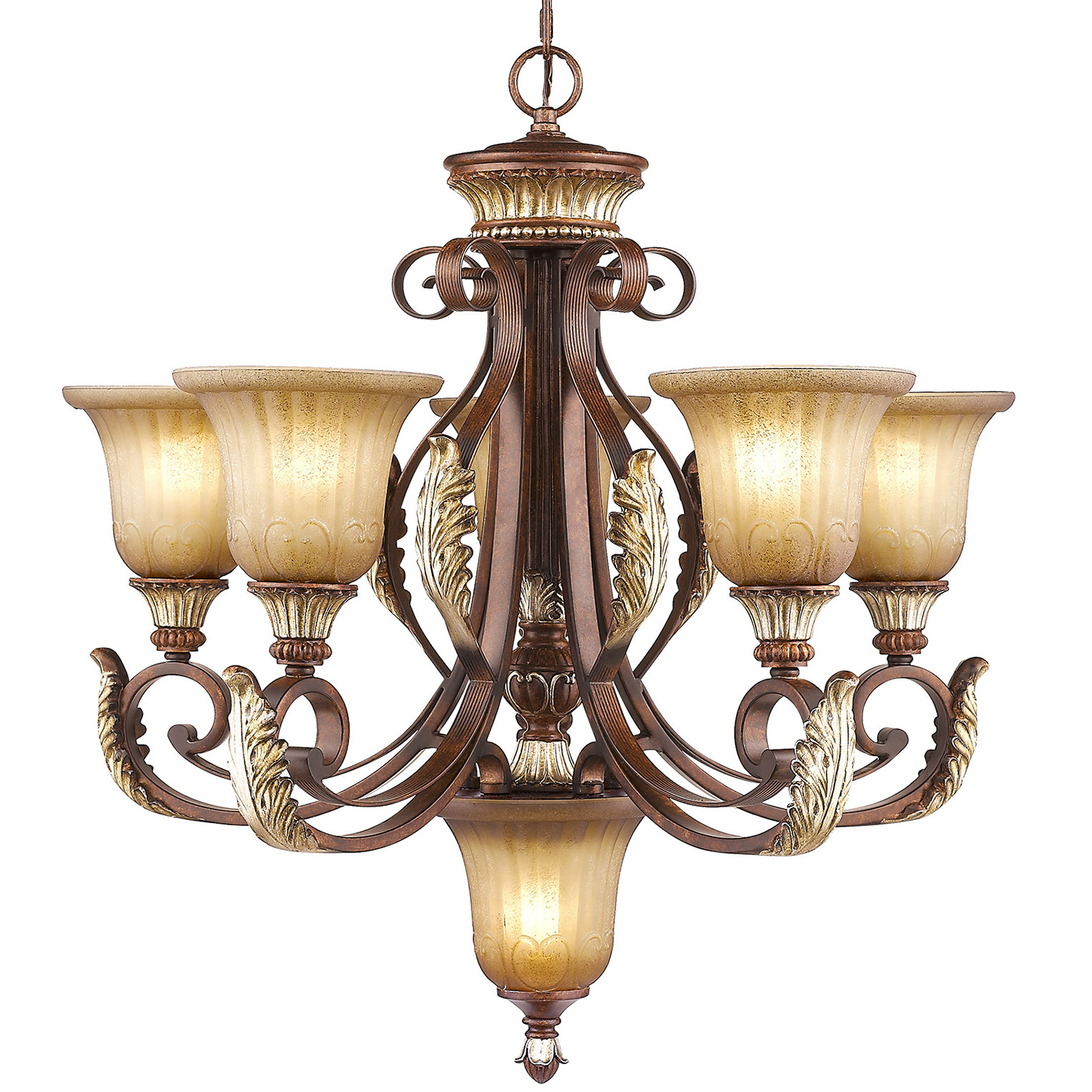 Photos - Chandelier / Lamp Livex Lighting 8555 Villa Verona 5 Light Single Tier Chandelier Verona Bronze Indoor Lighting Chandeliers 8555-63