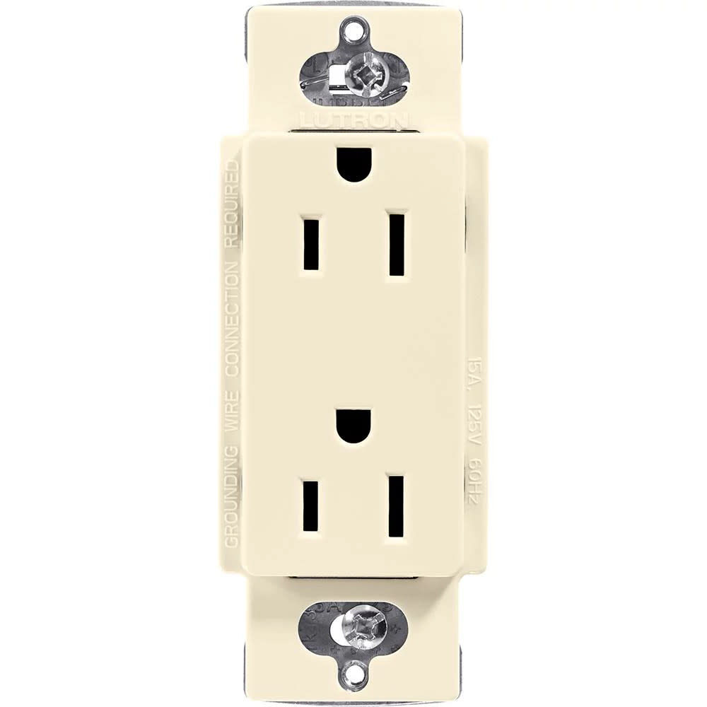 Photos - Socket Lutron CAR-15 Claro 15A Duplex Receptacle Decorator-Style Outlet Almond Wall Controls Electrical Outlets CAR-15-AL 