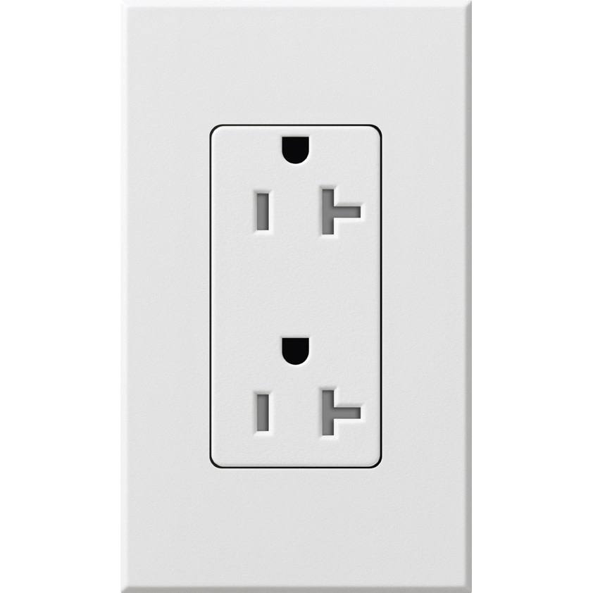 Photos - Socket Lutron NTR-20-TR Architectural 20A Tamper-Resistant Duplex Receptacle Wall Plate Included White Wall Controls Electrical Out 
