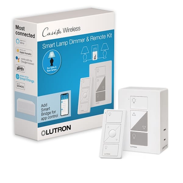 Lutron P-PKG1P-WH-R Caseta Wireless 100-Watt Plug-In Lamp Dimmer Kit with Pico Remote Control White Electrical and Electronics Plug-In Controls Smart