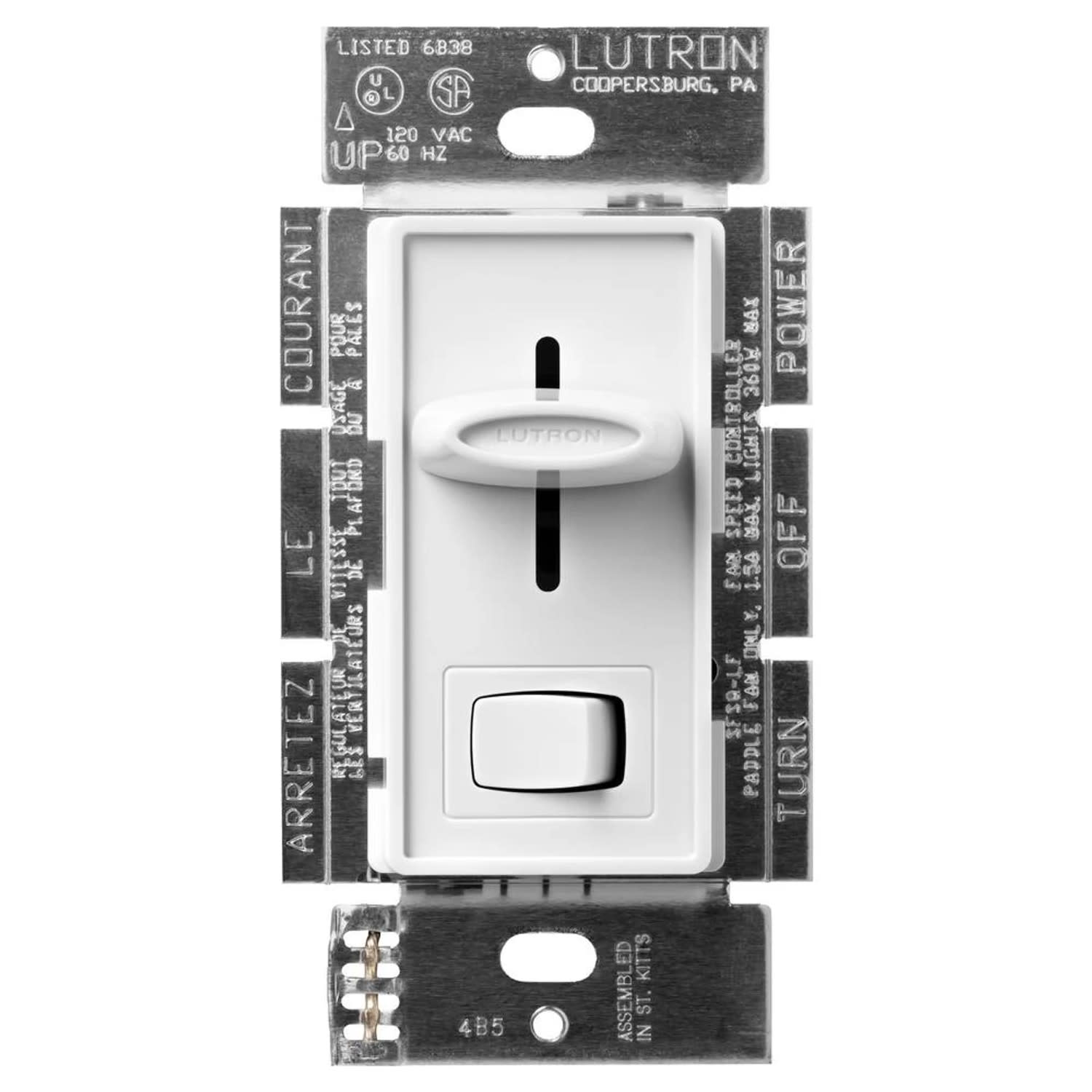 Lutron SFSQ-LF Skylark 120 Volt 360 Watt 1.5 Ampere Quiet 3-Speed Fan Control / Light Switch White Lighting Accessories and Parts Ceiling Fan