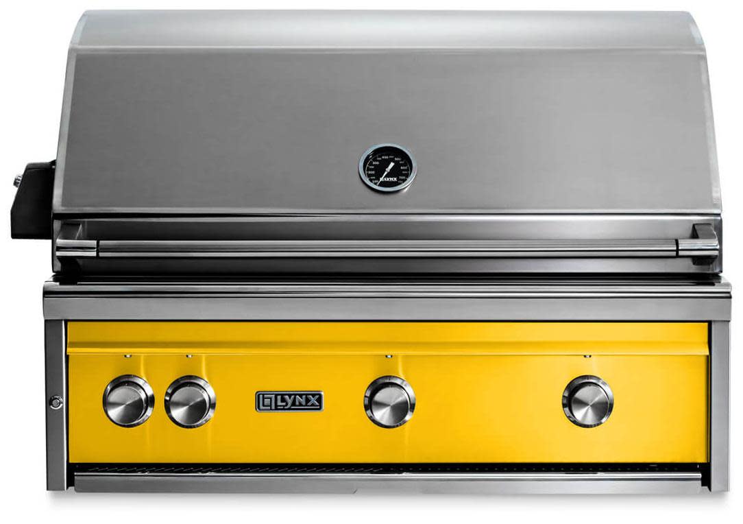Lynx L36R3CALP Professional 36 inch Built-In Gas Grill with 935 sq. in. Cooking Area, 75000 Total BTU, Temperature Gauge, Hot Surface Ignition System Lights Burners, Heat-Stabilizing Design (California Poppy, Liquid Propane)