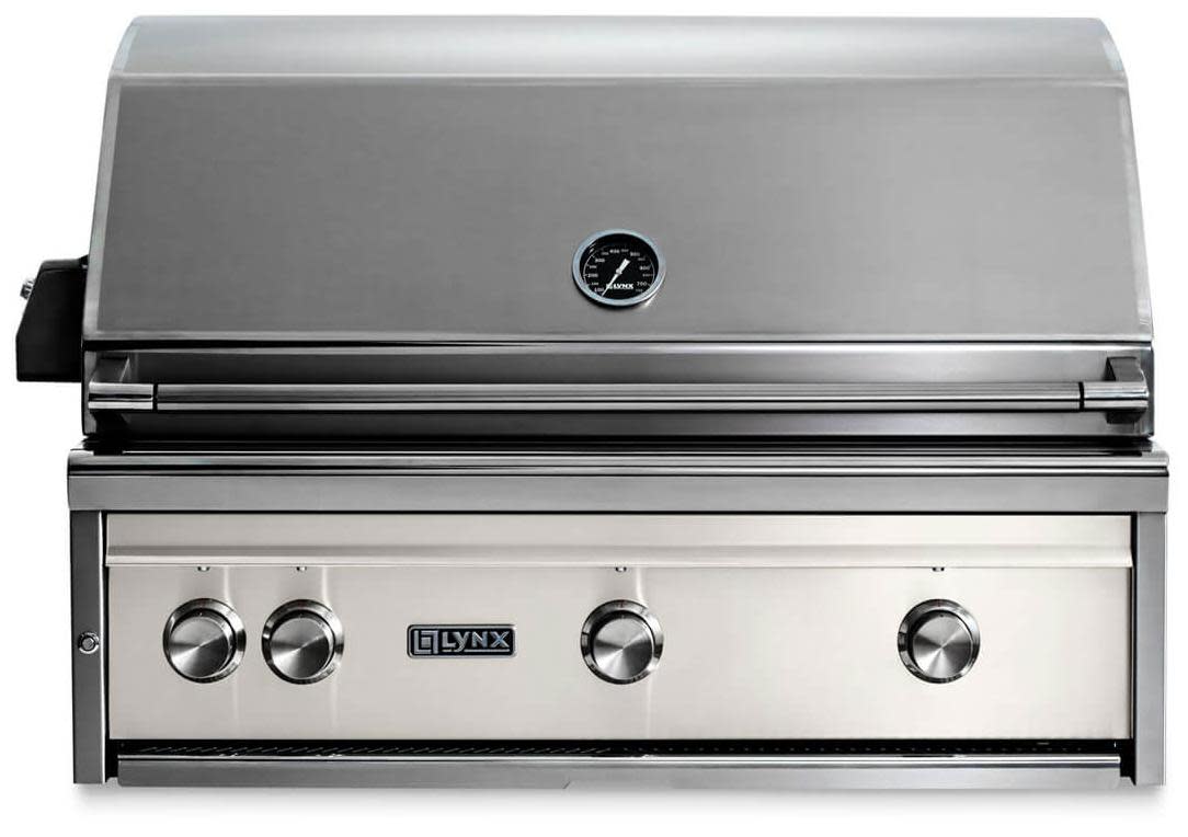 Lynx L36R3GLLP Professional 36 inch Built-In Gas Grill with 935 sq. in. Cooking Area, 75000 Total BTU, Temperature Gauge, Hot Surface Ignition System Lights Burners, Heat-Stabilizing Design (Glacier, Liquid Propane)