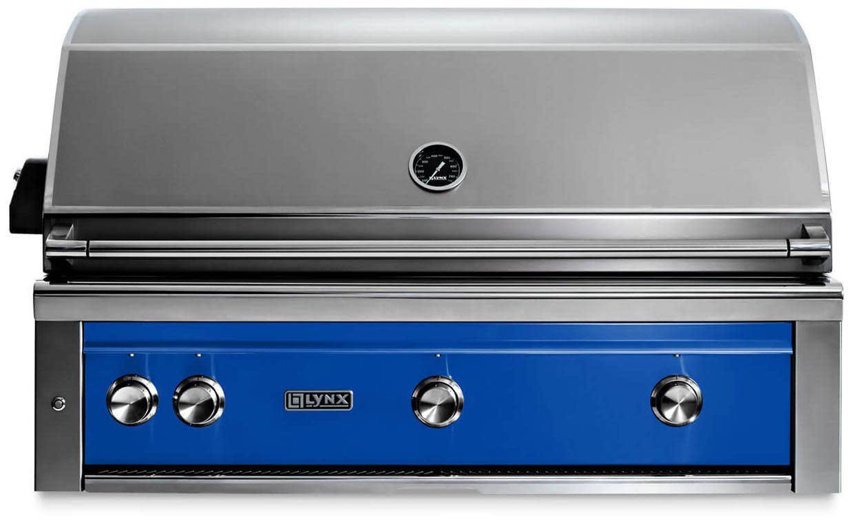 Lynx L42ATRPBNG Professional 42 Inch Built-In Grill with 1200 sq. in. Cooking Surface, 3 Trident Burners, Dual Position Rotisserie, Halogen Lighting (Pacific Blue, Natural Gas)