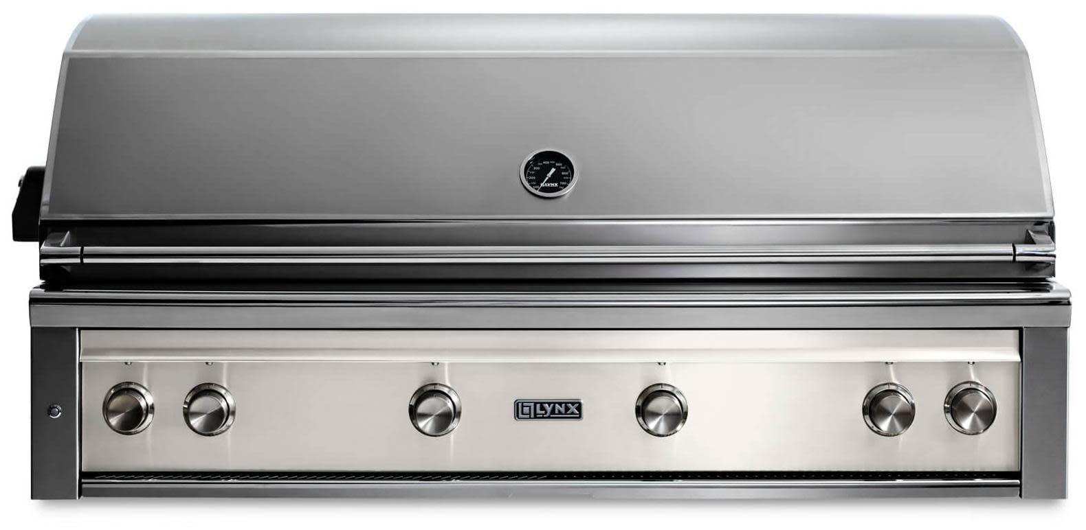 Lynx L54TRGLNG 54 Inch Professional Built-In Grill with 1555 sq. in. Cooking Surface, 1 Trident Burner, 2 Ceramic Burners, Dual Position Rotisserie, Halogen Lighting (Glacier, Natural Gas)