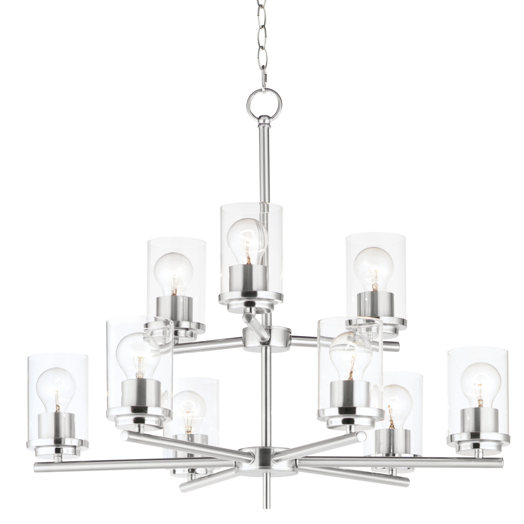 Photos - Chandelier / Lamp MAXIM 10206CL Corona 9 Light 28" Wide Chandelier Satin Nickel Indoor Lighting Chandeliers 10206CLSN 