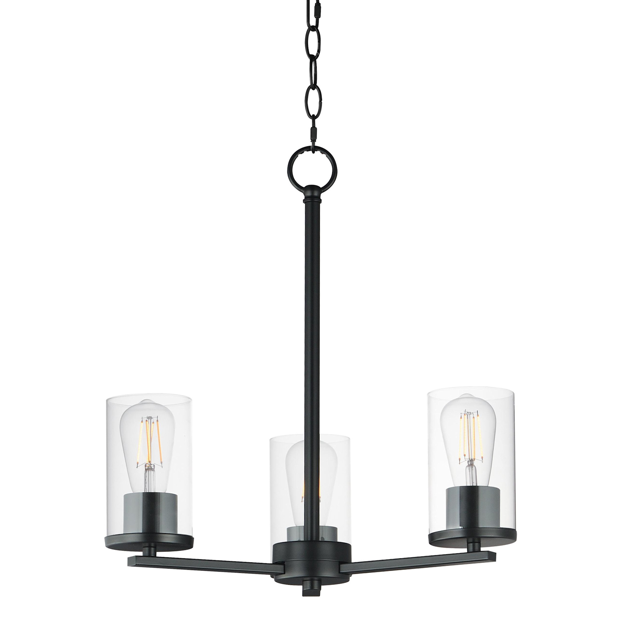 Photos - Chandelier / Lamp MAXIM 10287 Lateral 3 Light 18" Wide Chandelier Black / Clear Indoor Lighting Chandeliers 10287CLBK 