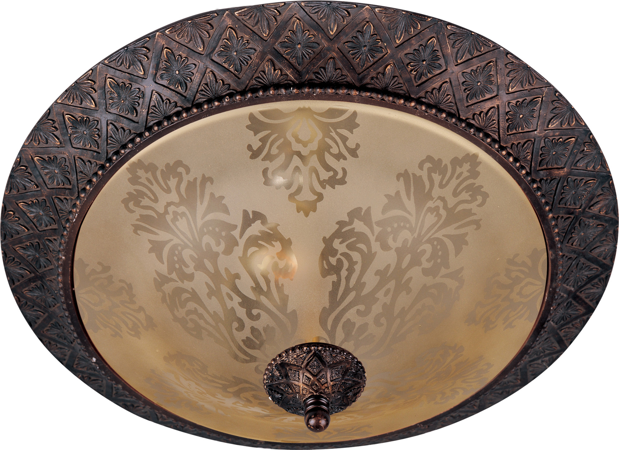 Photos - Chandelier / Lamp MAXIM 11240 Symphony 19" Wide 2 Light Ceiling Light Oil Rubbed Bronze / Screen Amber Glass Indoor Lighting Ceiling Fixtures 
