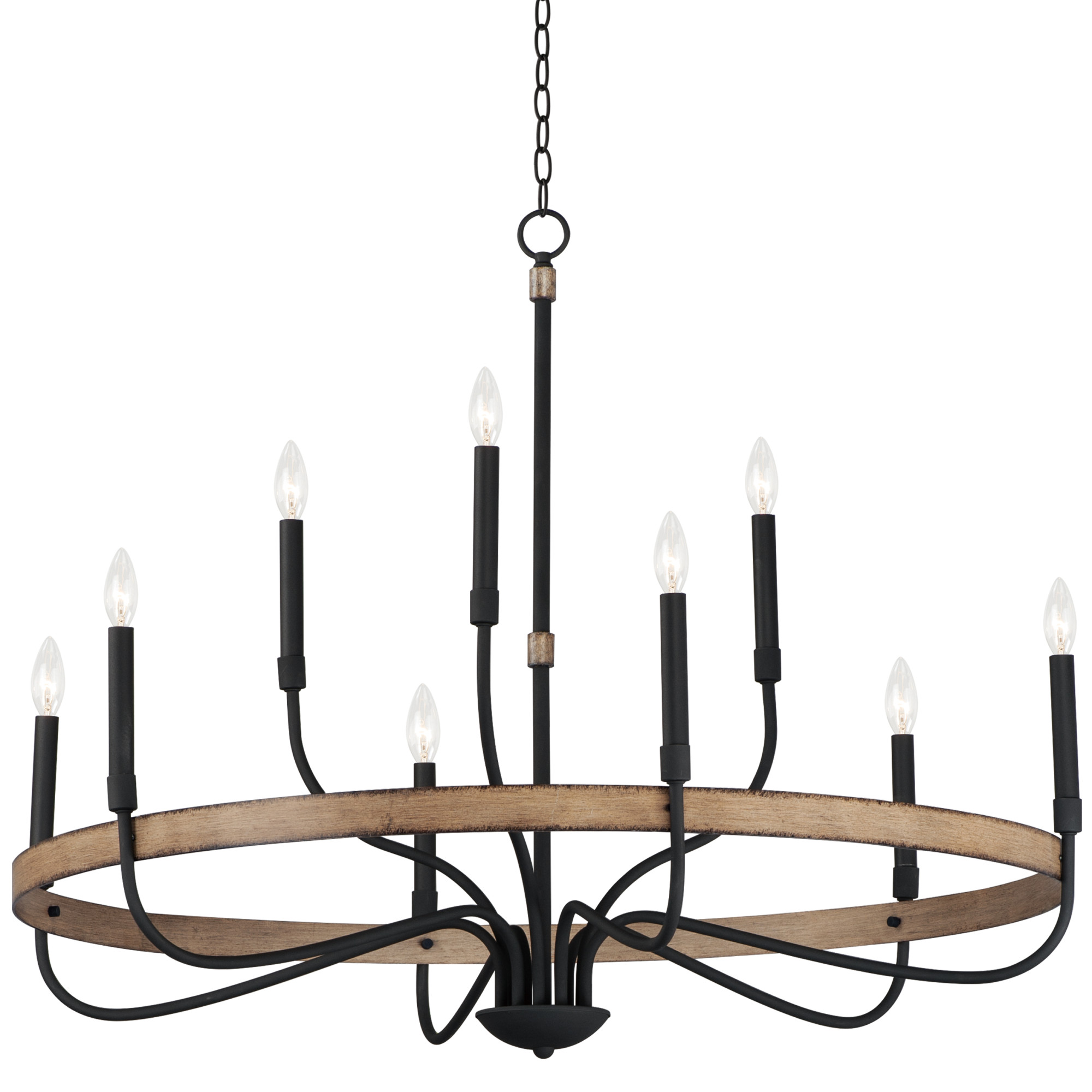 Photos - Chandelier / Lamp MAXIM 14449 Franklin 9 Light 40" Wide Taper Candle Chandelier Driftwood / Black Indoor Lighting Chandeliers 14449DWBK 