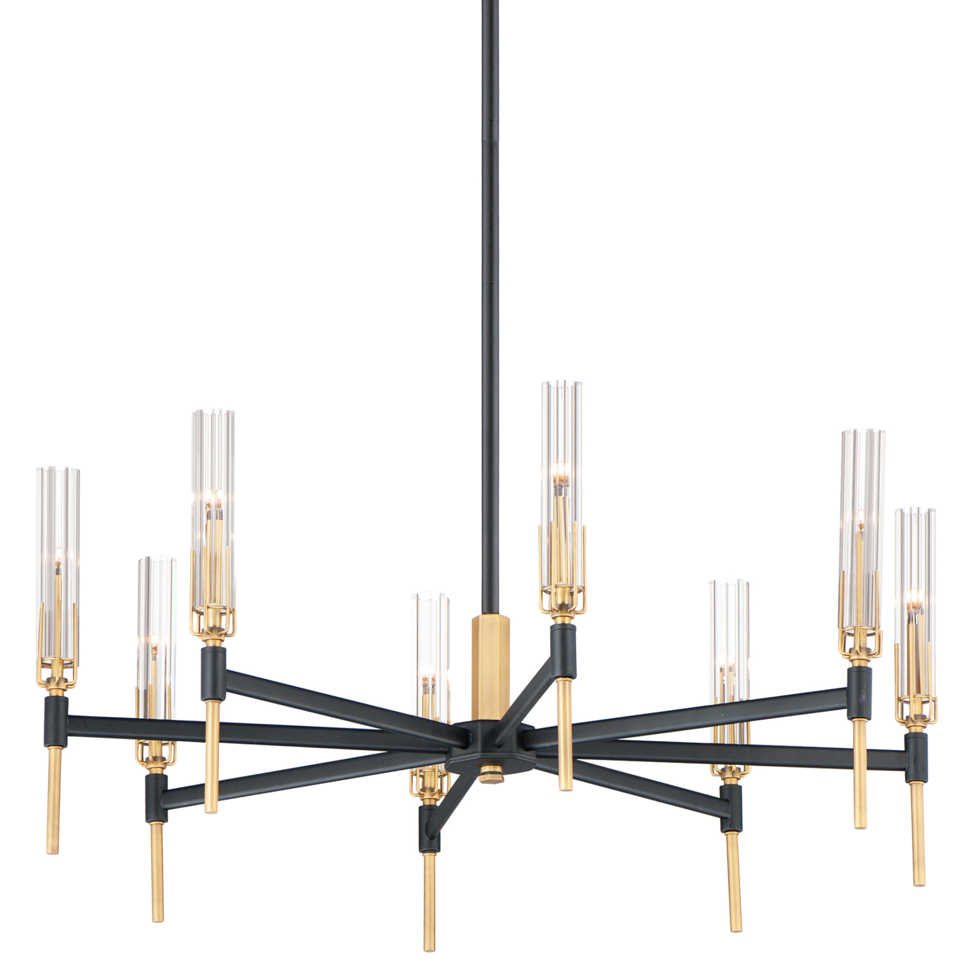 Photos - Chandelier / Lamp MAXIM 16128CL Flambeau 8 Light 33" Wide Chandelier Black / Antique Brass Indoor Lighting Chandeliers 16128CLBKAB