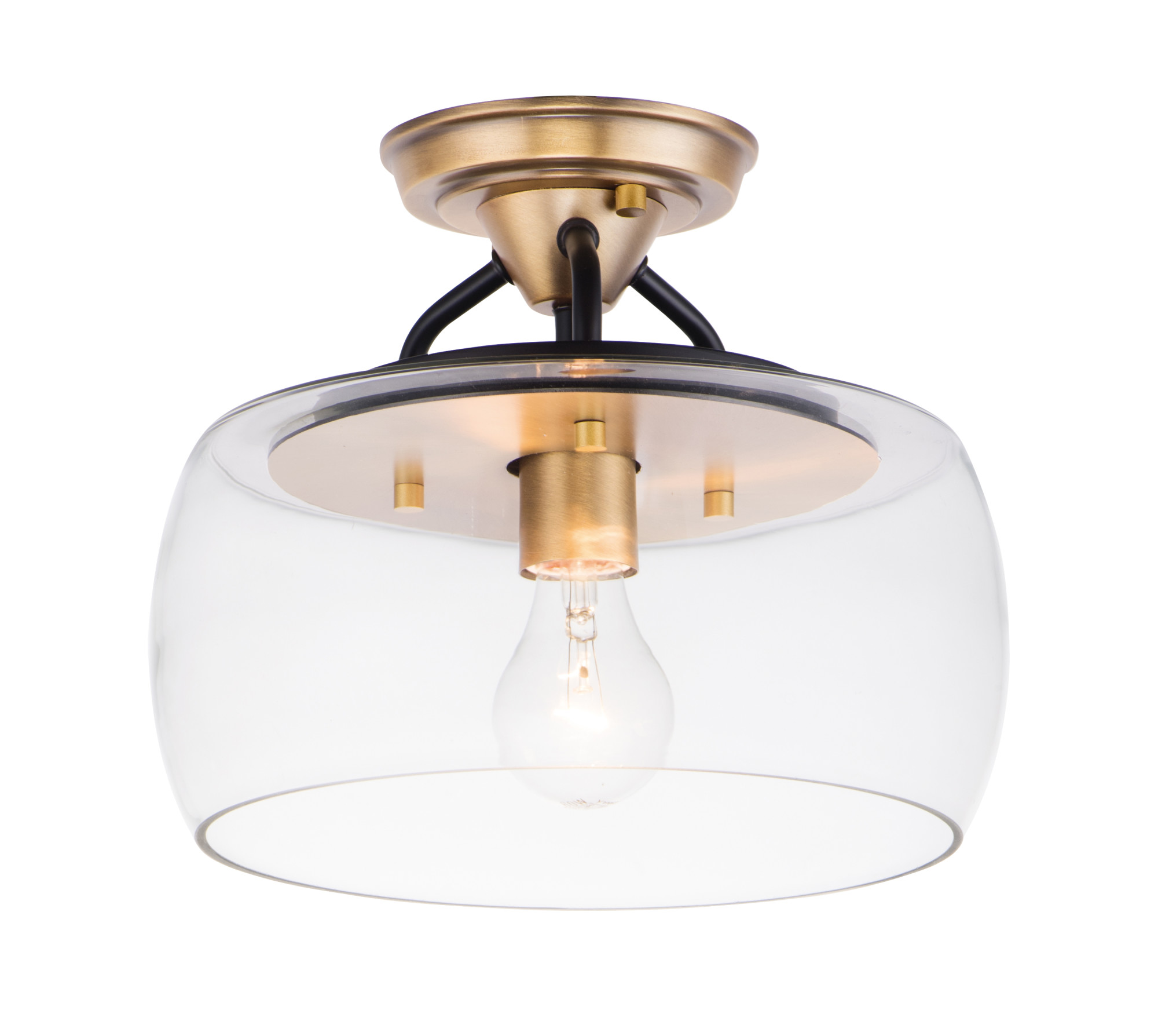 Photos - Chandelier / Lamp MAXIM 26129CL Goblet Single Light 11" Wide Semi-Flush Drum Ceiling Fixture Bronze / Antique Brass Indoor Lighting Ceiling Fi