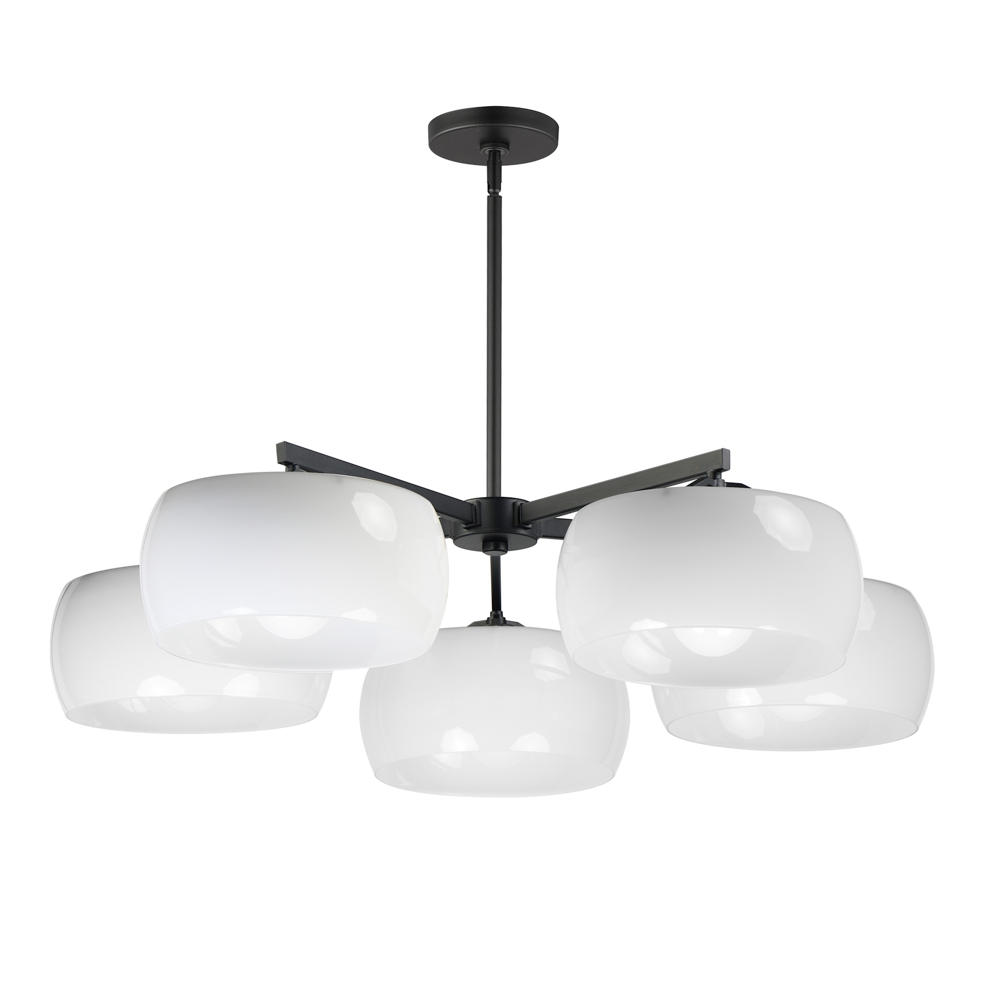 Photos - Chandelier / Lamp MAXIM 26145 Glazed 5 Light 36" Wide Chandelier with Glossy White Glass Shades White / Black Indoor Lighting Chandeliers 2614 