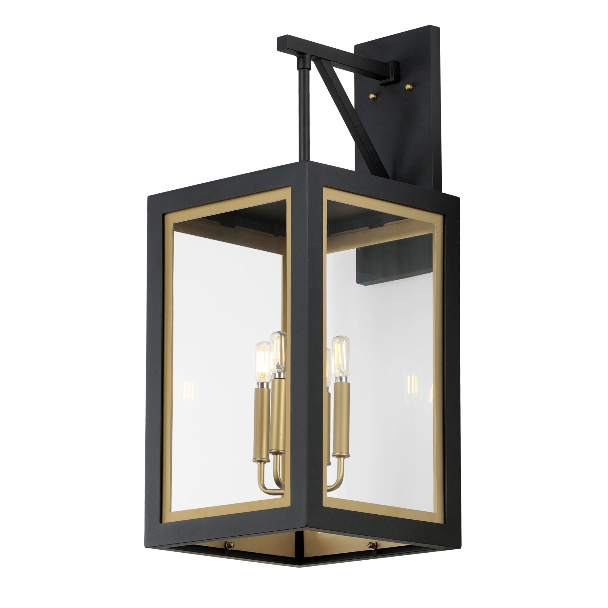 Photos - Floodlight / Street Light MAXIM 30056 Neoclass 4 Light 29" Tall Wall Sconce Black / Gold Outdoor Lighting Wall Sconces 30056CLBKGLD 
