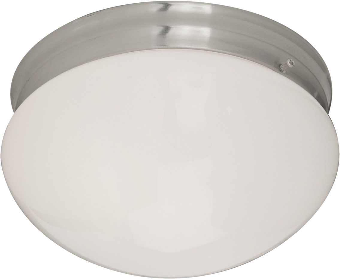 Photos - Chandelier / Lamp MAXIM 5881 Essentials 9" Wide 2 Light Ceiling Light Satin Nickel / White Glass Indoor Lighting Ceiling Fixtures Flush Mount 