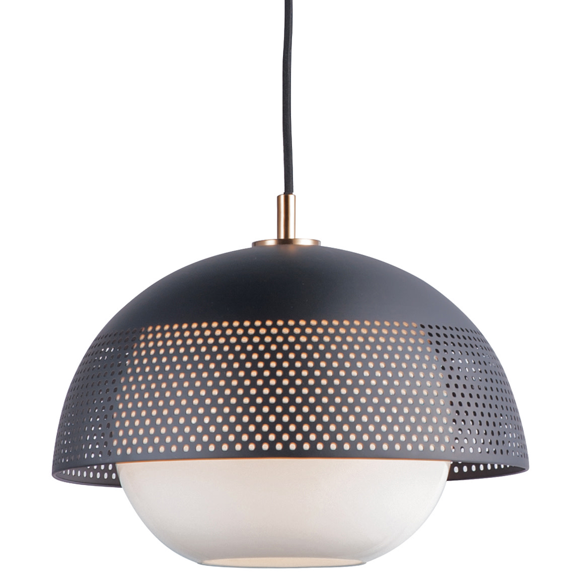 Photos - Chandelier / Lamp MAXIM 10082WT Perf Single Light 14" Wide Pendant Black / Satin Brass Indoor Lighting Pendants 10082WTBKSBR 