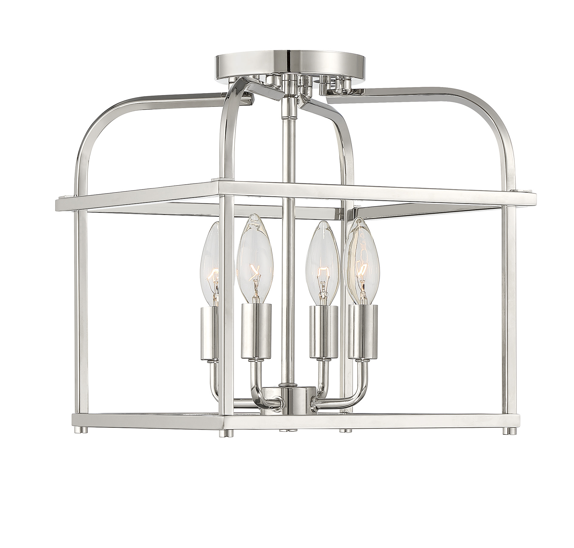 Photos - Chandelier / Lamp Meridian M60061 4 Light 12" Wide Semi-Flush Ceiling Fixture Polished Nickel Indoor Lighting Ceiling Fixtures Semi-Flush M600 