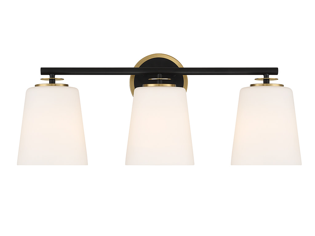 Photos - Chandelier / Lamp Meridian M80078 3 Light 24" Wide Vanity Light Matte Black / Natural Brass Indoor Lighting Bathroom Fixtures Vanity Light M80 