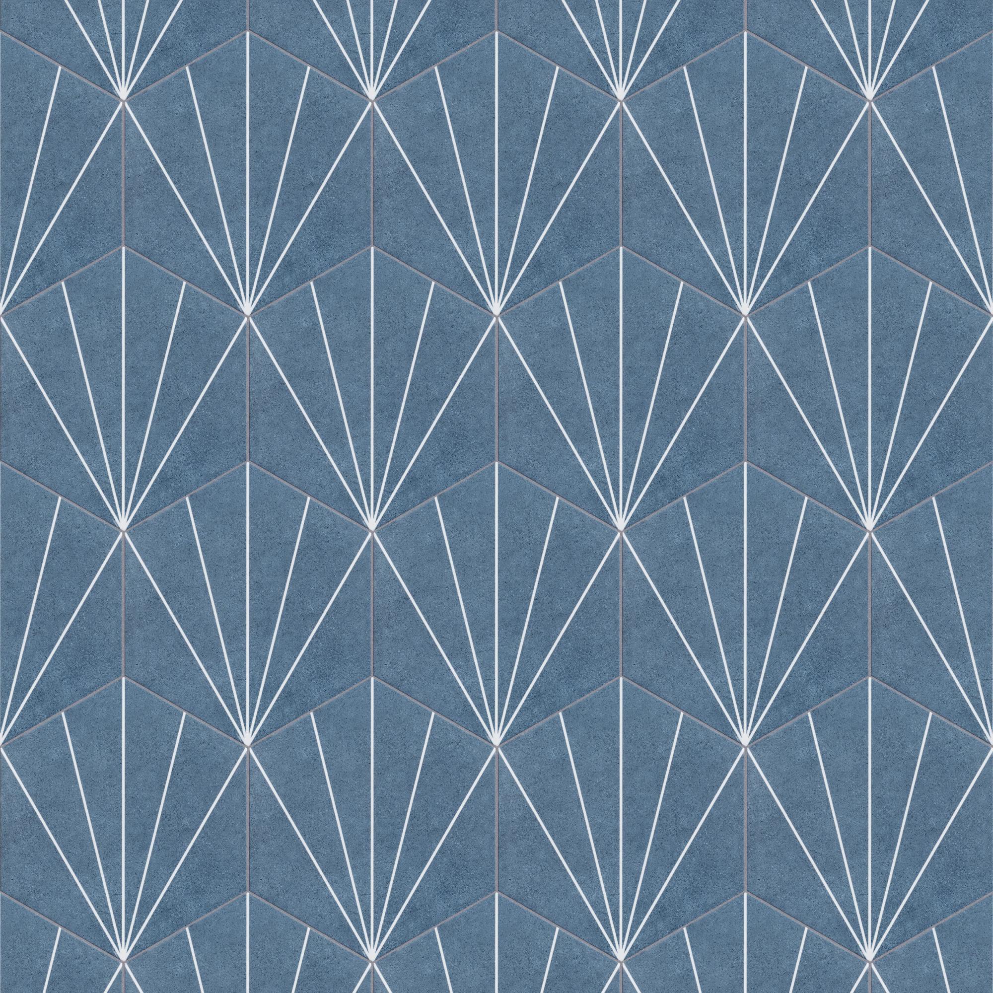 Merola Tile FCDASX Aster Hex - 9" x 10" Geometric Floor and Wall Tile - Satin Visual - Sold by Carton (11.5 SF/Carton) Azul Flooring Tile