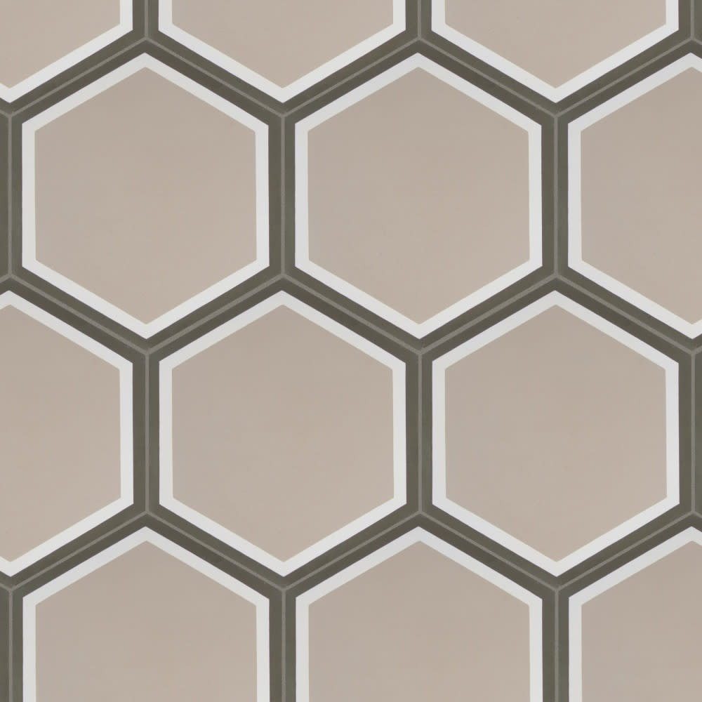 Photos - Tile Merola  FVBH Cemento - 8" x 9" Hexagon Floor and Wall  - Glossy Visual - Sold by Carton  Channel Flo(4.56 SF/Carton)