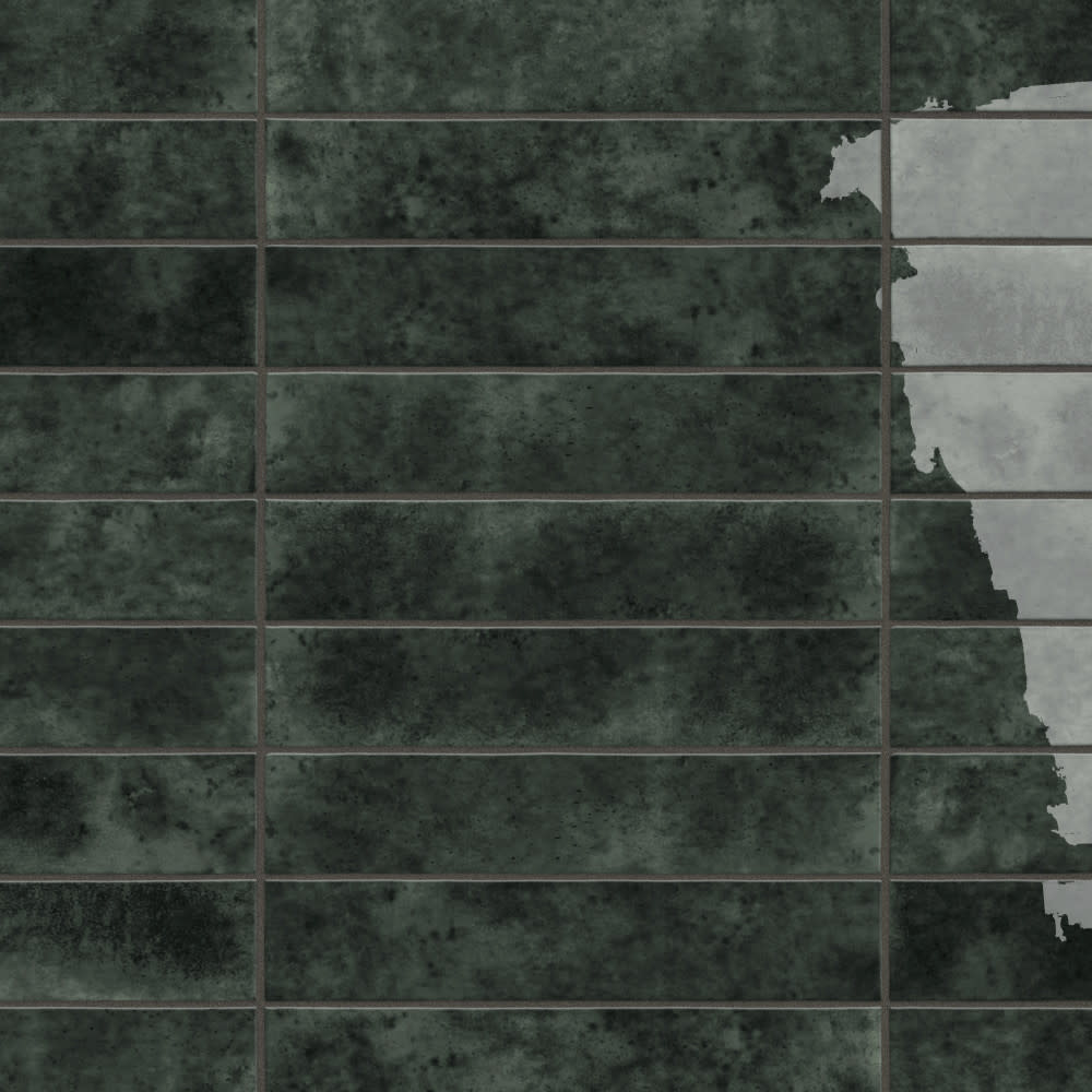 Merola Tile WEQ13MN Menorca - 3" x 13" Solid Wall Tile - Glossy Satin Visual - Sold by Carton (6.44 SF/Carton) Black Flooring Tile