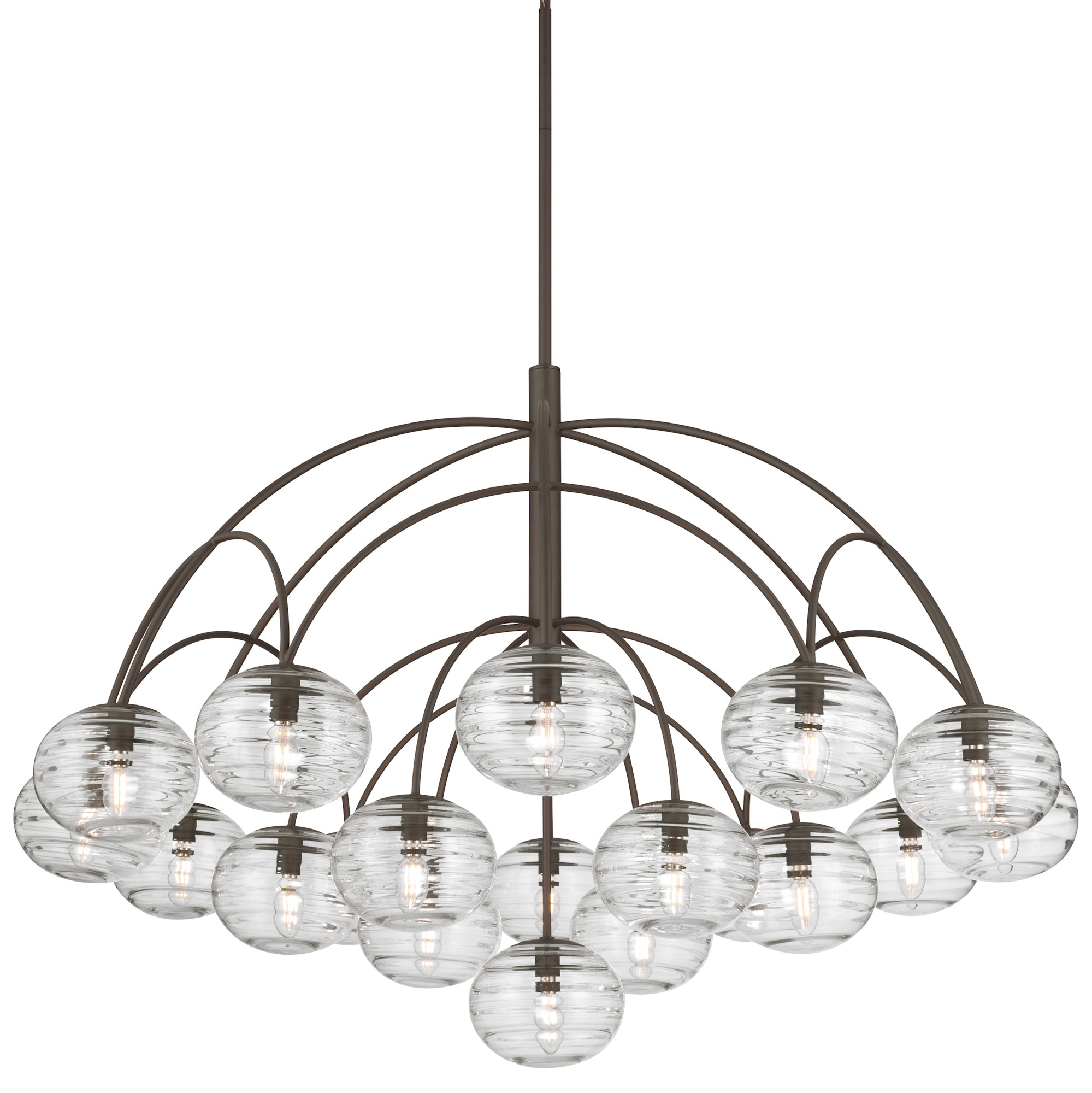 Photos - Chandelier / Lamp Wide Metropolitan N3509 Lenora 19 Light 48"  Chandelier with Clear Water Glass Shades Dark Bronze Indoor Lighting Chandeliers 