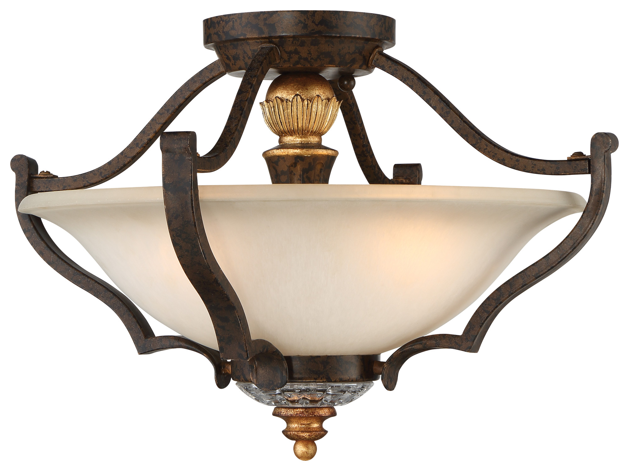 Photos - Chandelier / Lamp Wide Metropolitan N6450-652 Chateau Nobles 3 Light 17"  Semi Flush Ceiling Fixture with Driftwood Glass Shade Raven Bronze wi 