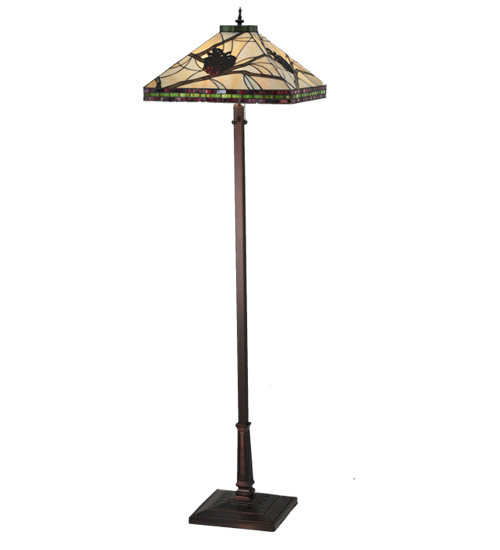 Photos - Chandelier / Lamp Tiffany Meyda  106506 Two Light Up Lighting Floor Lamp from the Pine Branch Collection Mahogany Bronze Lamps Floor Lamps 