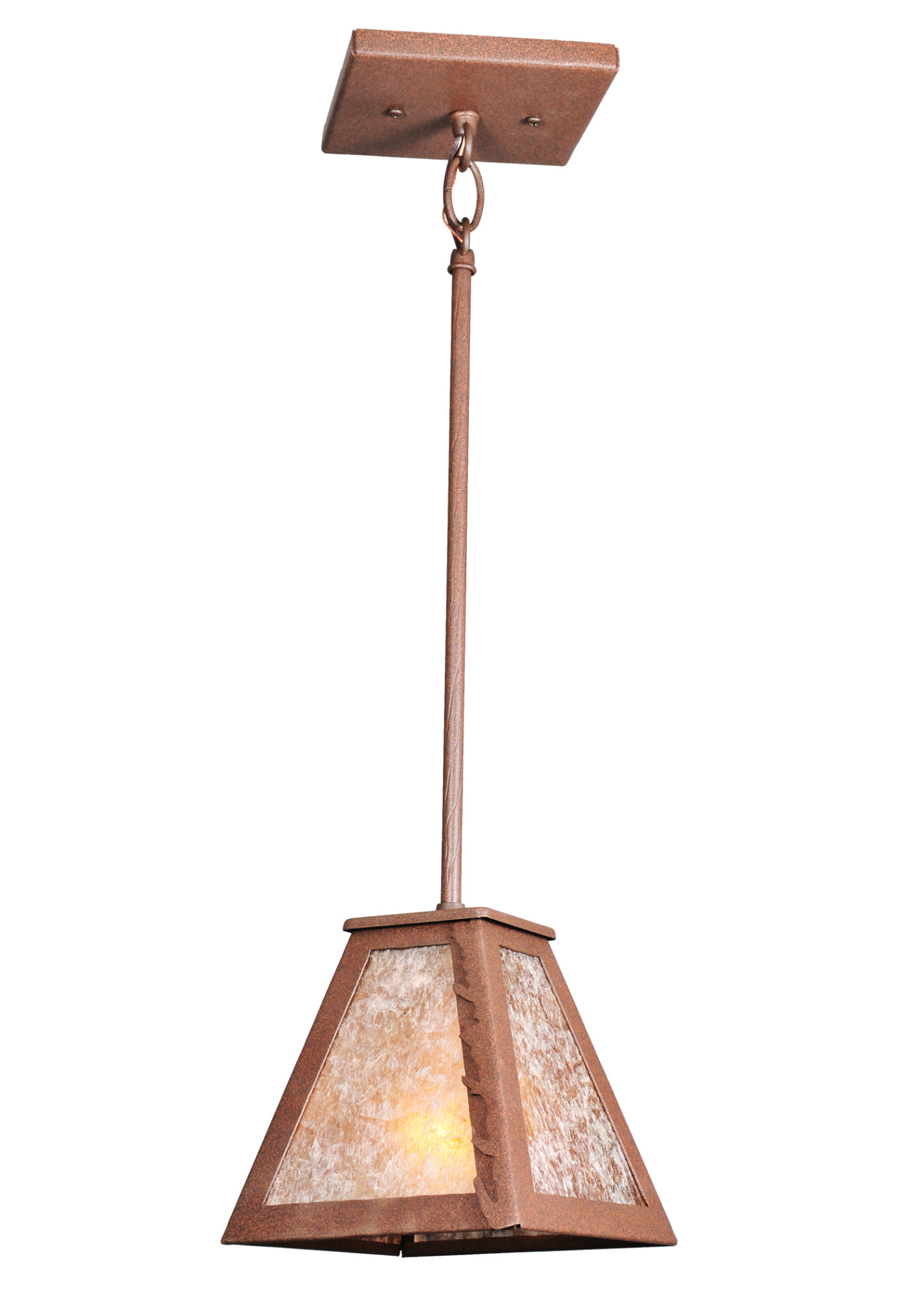 Meyda Tiffany 98766 Single Light 8-1/2" Wide Mini Pendant with Handmade Shade Craftsman Brown Indoor Lighting Pendants