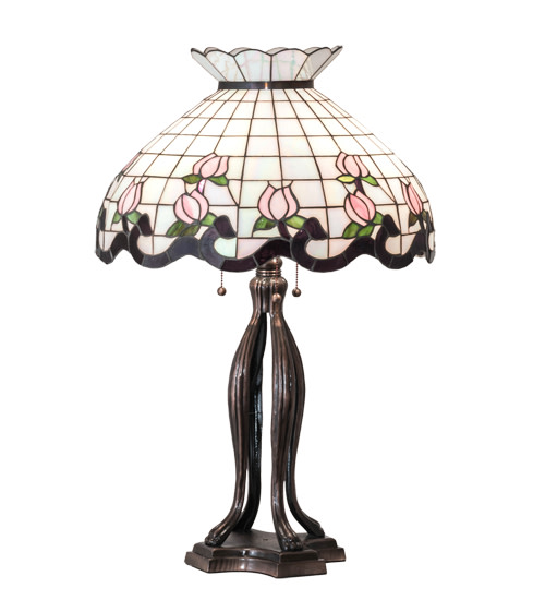 Photos - Desk Lamp Meyda Tiffany 228791 Roseborder 3 Light 32" Tall Buffet Table Lamp Mahogany Bronze Lamps Table Lamps