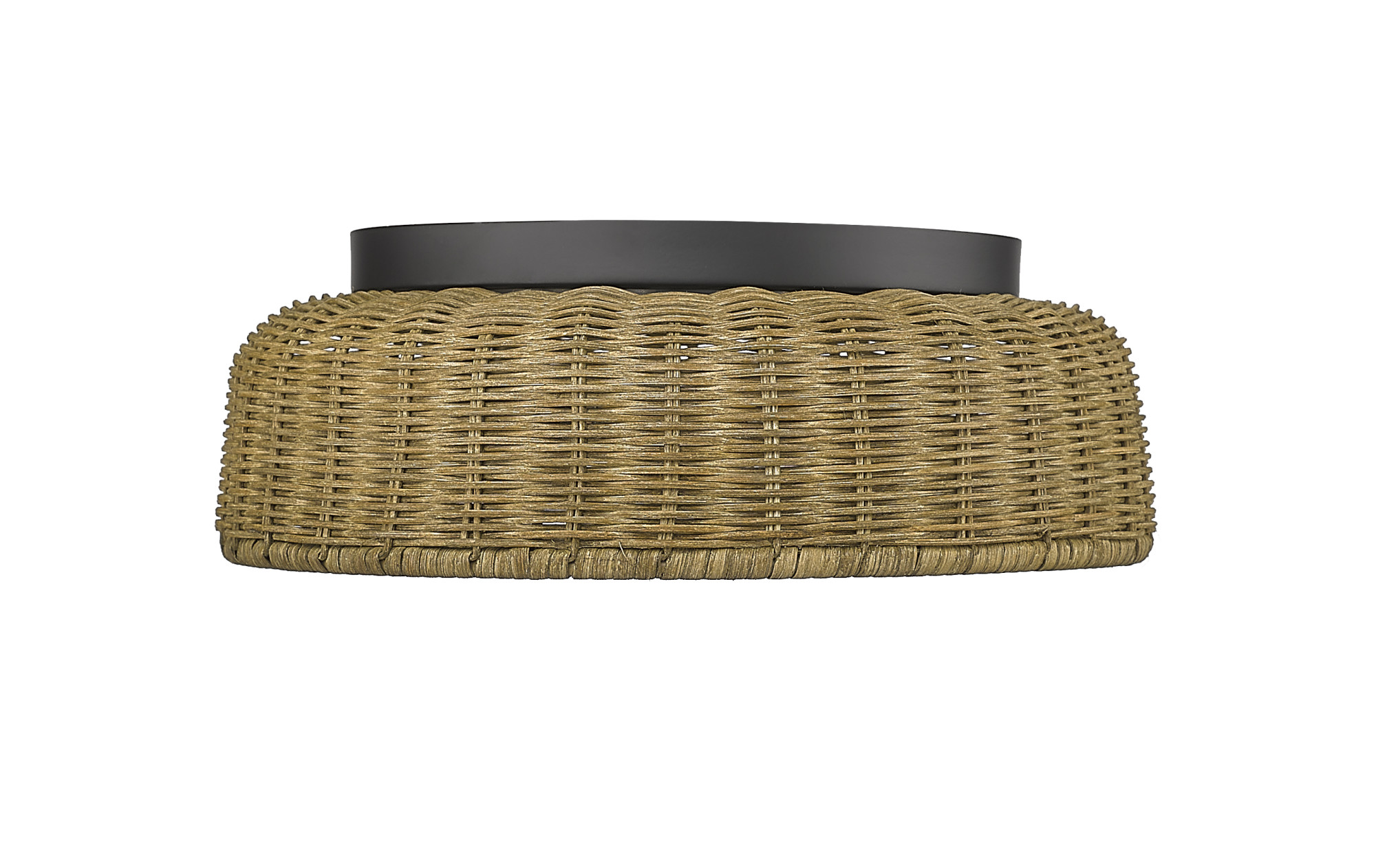 Photos - Chandelier / Lamp Millennium Lighting 14202 2 Light 12" Wide Flush Mount Ceiling Fixture with Rattan Shade Matte Black Indoor Lighting Ceiling