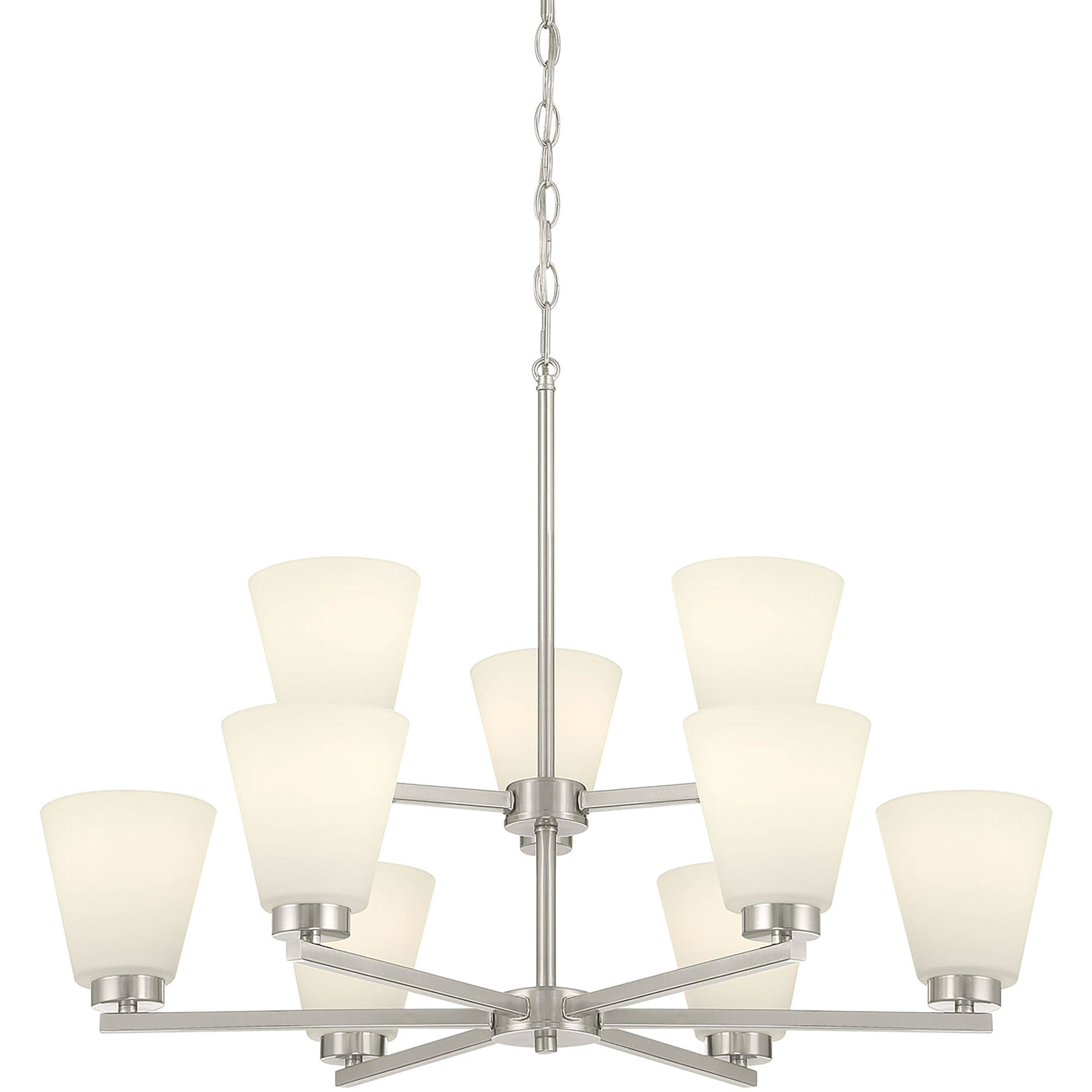 Photos - Chandelier / Lamp Millenium Millennium Lighting 64109-WG Strayhan 9 Light 29" Wide Chandelier Brushed Nickel Indoor Lighting Chandeliers 64109WG-BN 