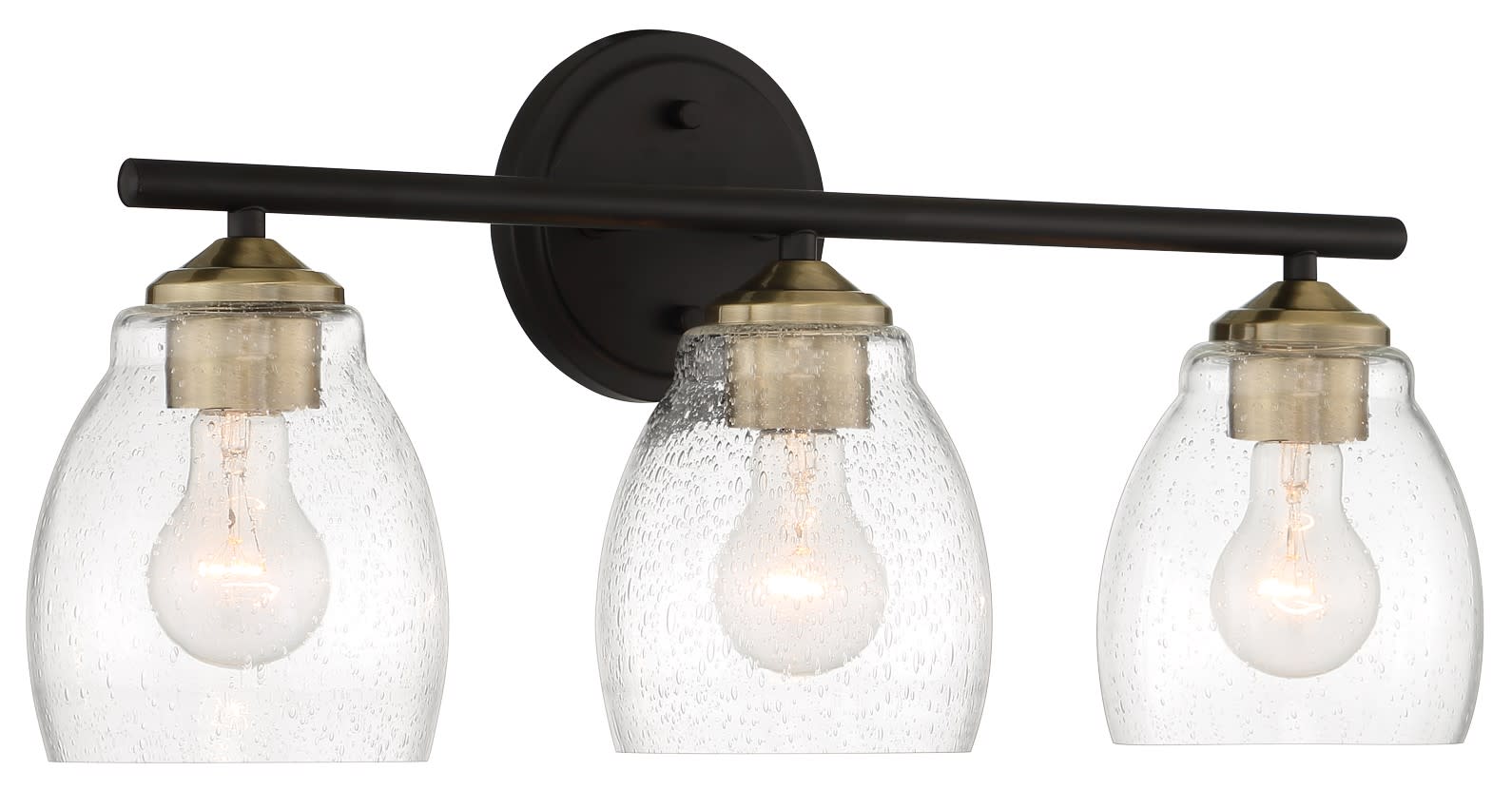 Photos - Chandelier / Lamp Minka Lavery 2433 Winsley 3 Light 22" Wide Vantage Bathroom Vanity Light with Seedy Glass Shades Coal / Stained Brass Indoor 
