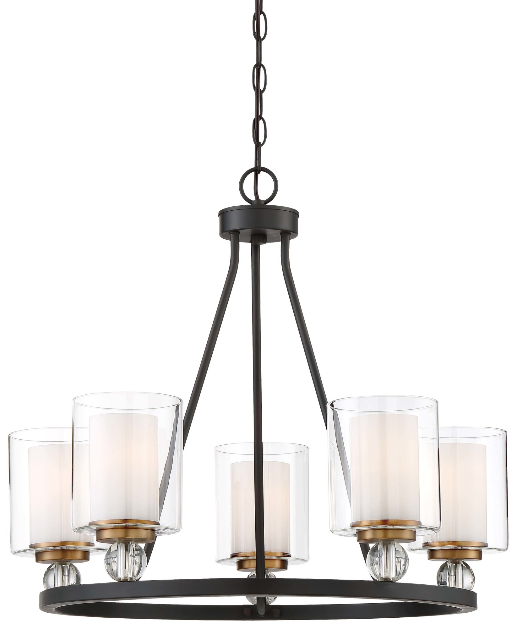 Photos - Chandelier / Lamp Minka Lavery 3075-416 Studio 5 25-1/2" Wide 5 Light Chandelier Painted Bronze with Natural Brushed Brass Indoor Lighting Cha