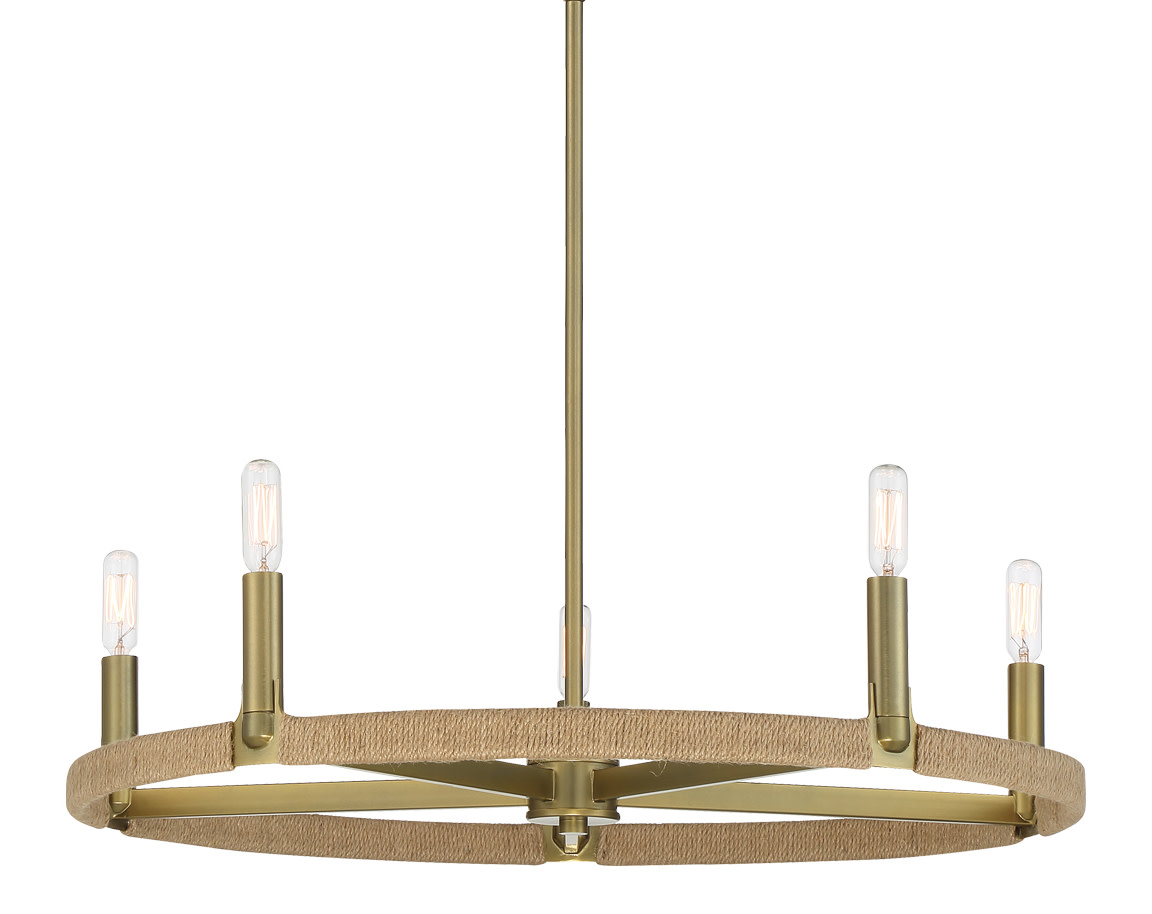 Photos - Chandelier / Lamp Minka Lavery 3865 Windward Passage 5 Light 27" Wide Ring Chandelier Soft Brass Indoor Lighting Chandeliers 3865-695