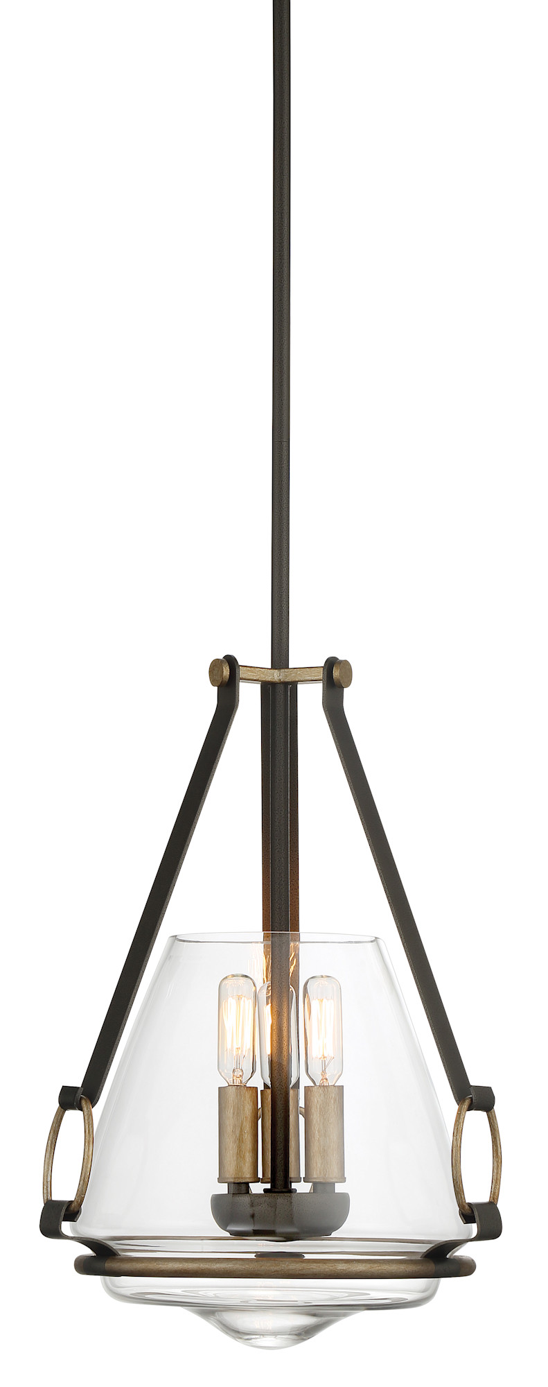 Photos - Chandelier / Lamp Minka Lavery 3903 Eden Valley 3 Light 12" Wide Pendant with Clear Glass Smoked Iron / Aged Gold Indoor Lighting Pendants 390 
