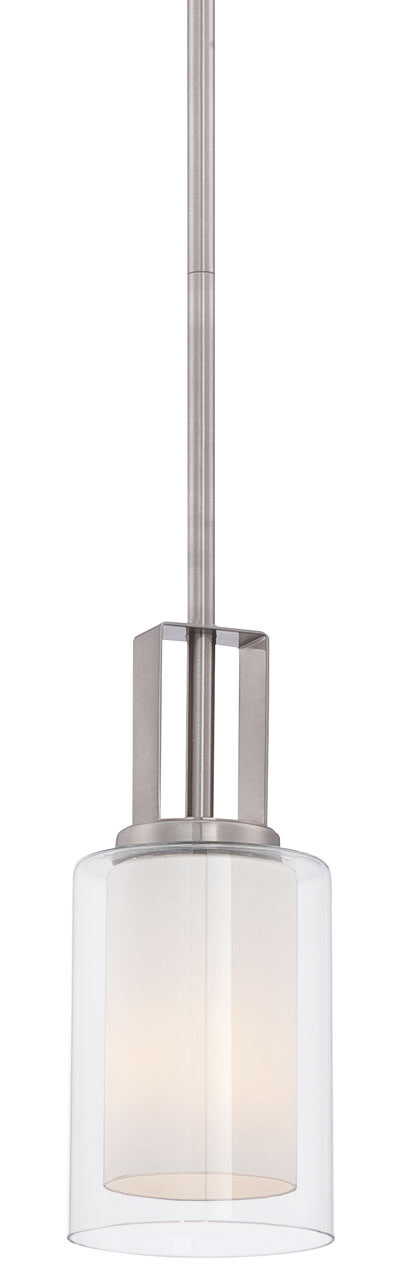 Photos - Chandelier / Lamp Minka Lavery 4101 Parsons Studio 1 Light 4" Wide Vantage Pendant with Clear / Etched White Glass Shades Brushed Nickel Indoo 