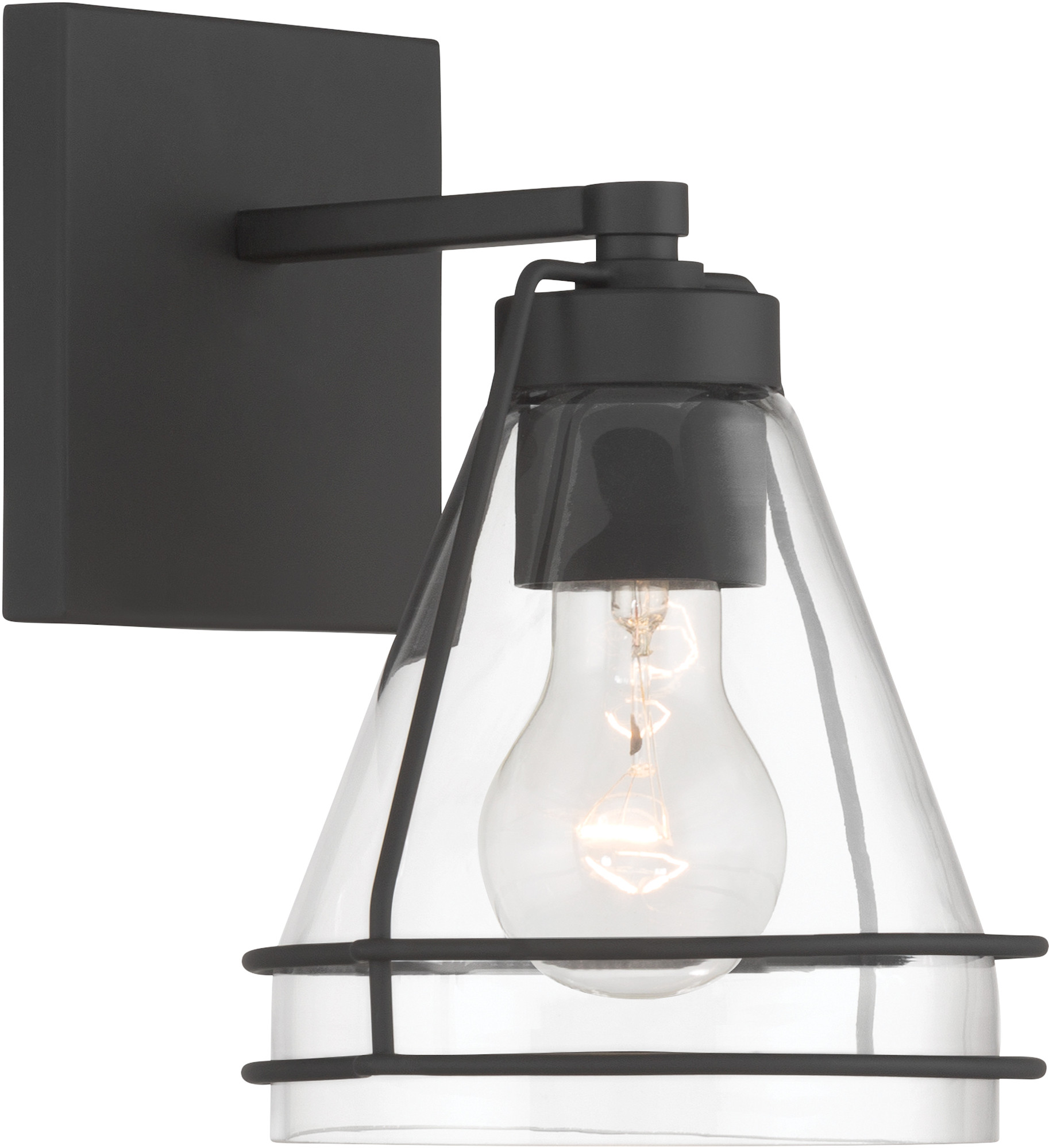 Photos - Chandelier / Lamp Minka Lavery 17641 Lorenth 9" Tall Bathroom Sconce with Clear Glass Shade Dark Matte Black Indoor Lighting Bathroom Fixtures 