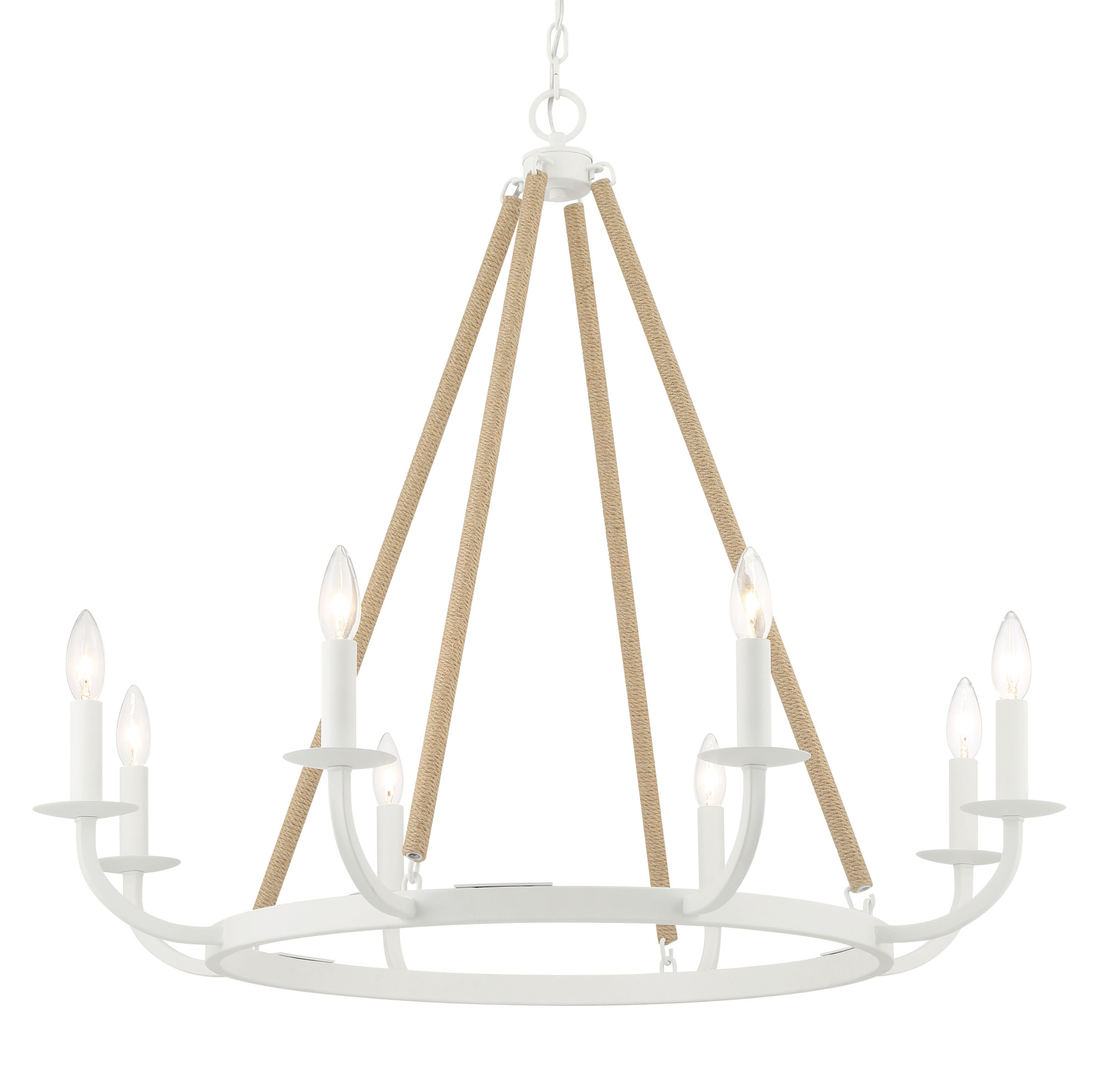 Photos - Chandelier / Lamp Minka Lavery 2128 Lanton 8 Light 34" Wide Taper Candle Style Chandelier Sand White Indoor Lighting Chandeliers 2128-655 