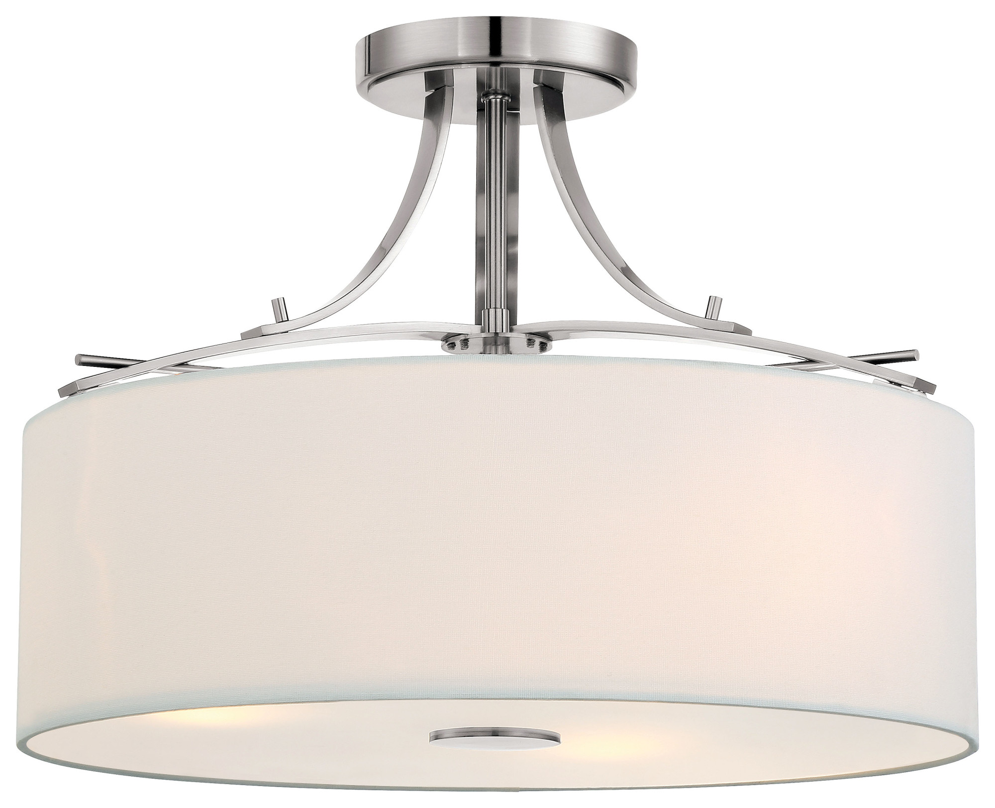 Photos - Chandelier / Lamp Minka Lavery 3307-84 Poleis 3 Light 16-1/2" Wide Semi-Flush Ceiling Fixture with Fabric Shade Brushed Nickel Indoor Lighting 