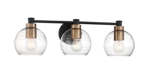 Photos - Chandelier / Lamp Minka Lavery 4913 Keyport 3 Light 25" Wide Bathroom Vanity Light Sand Coal / Natural Brushed Brass Indoor Lighting Bathroom